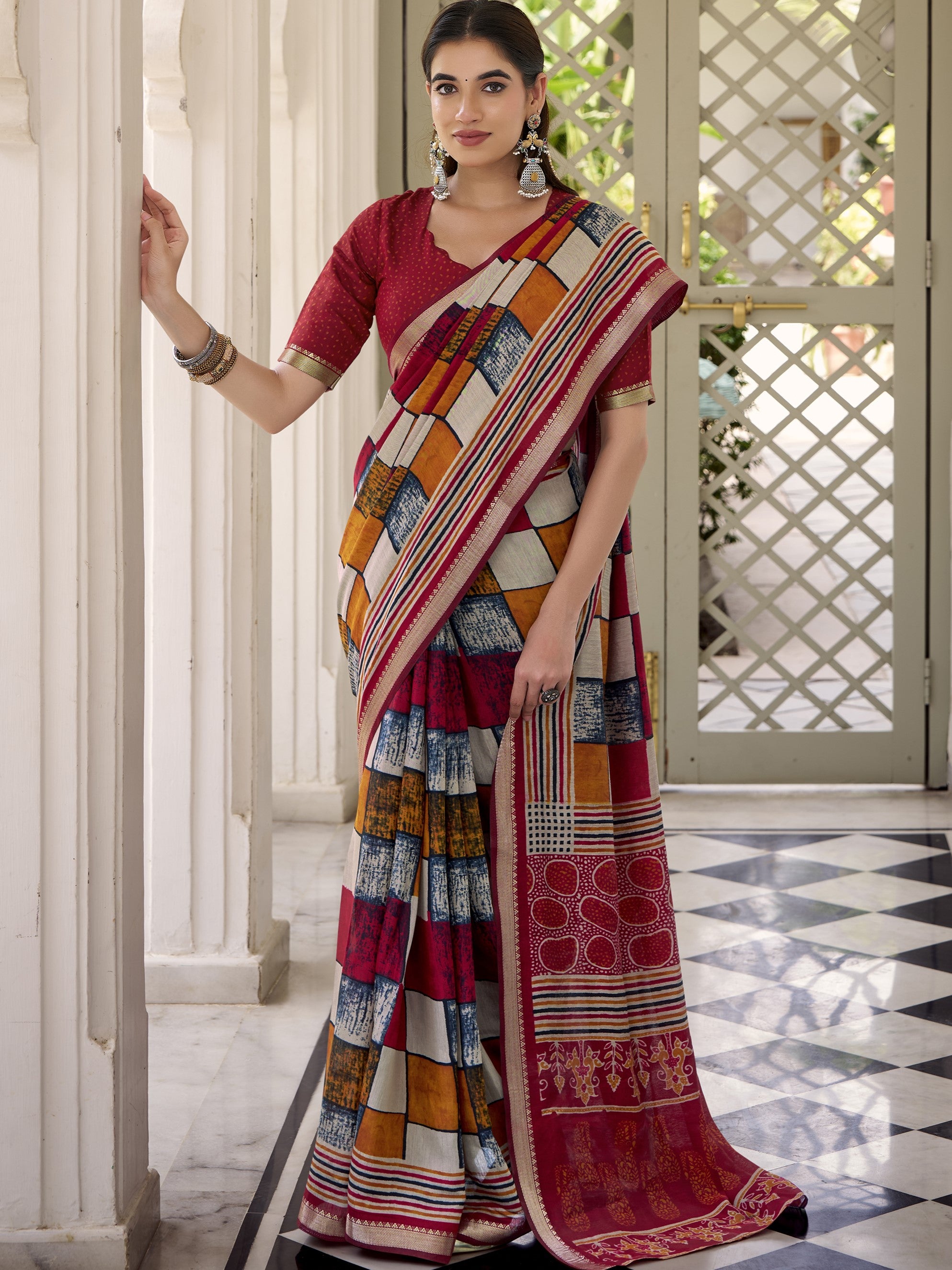 Viscose Chanderi Printed Saree