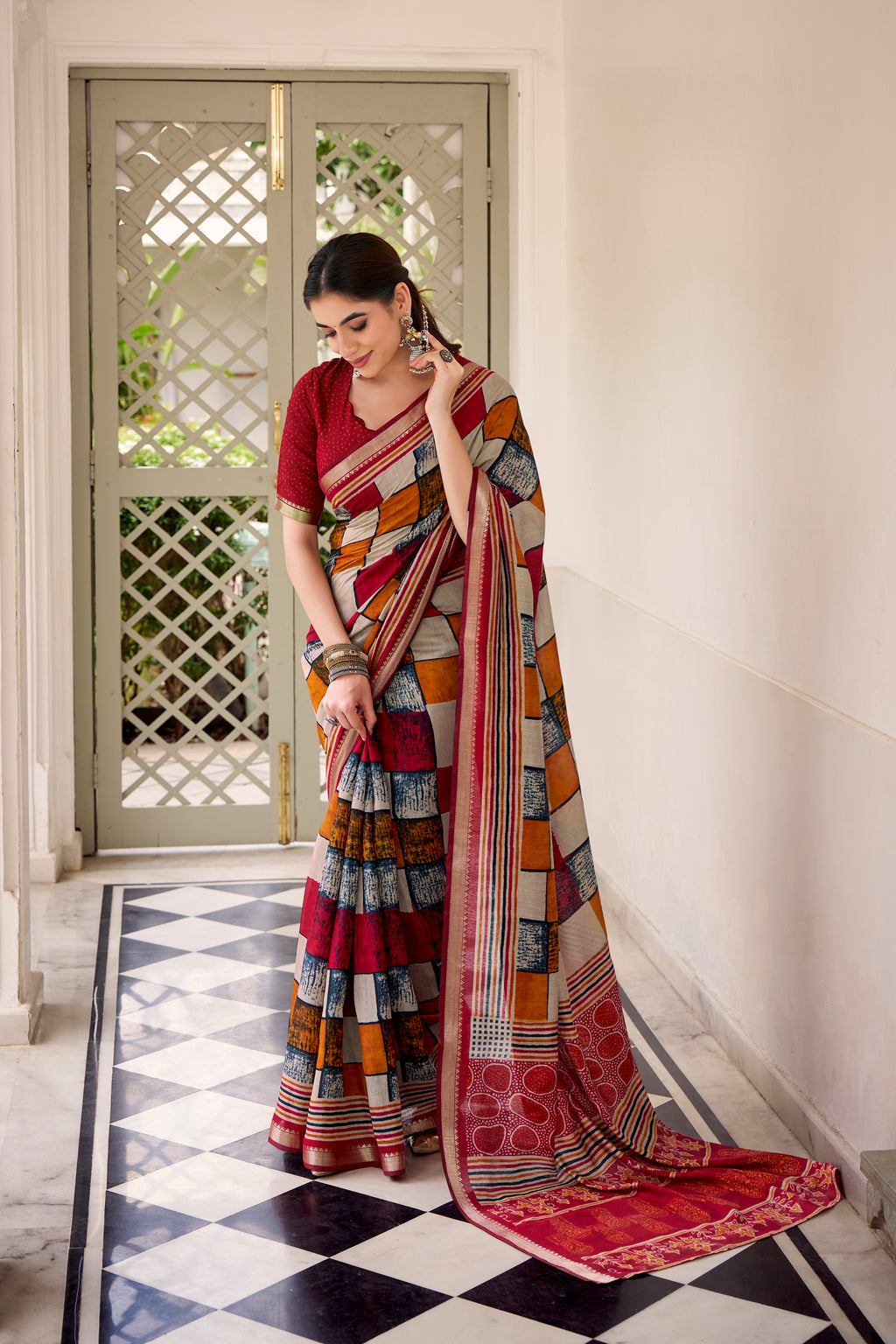Viscose Chanderi Printed Saree
