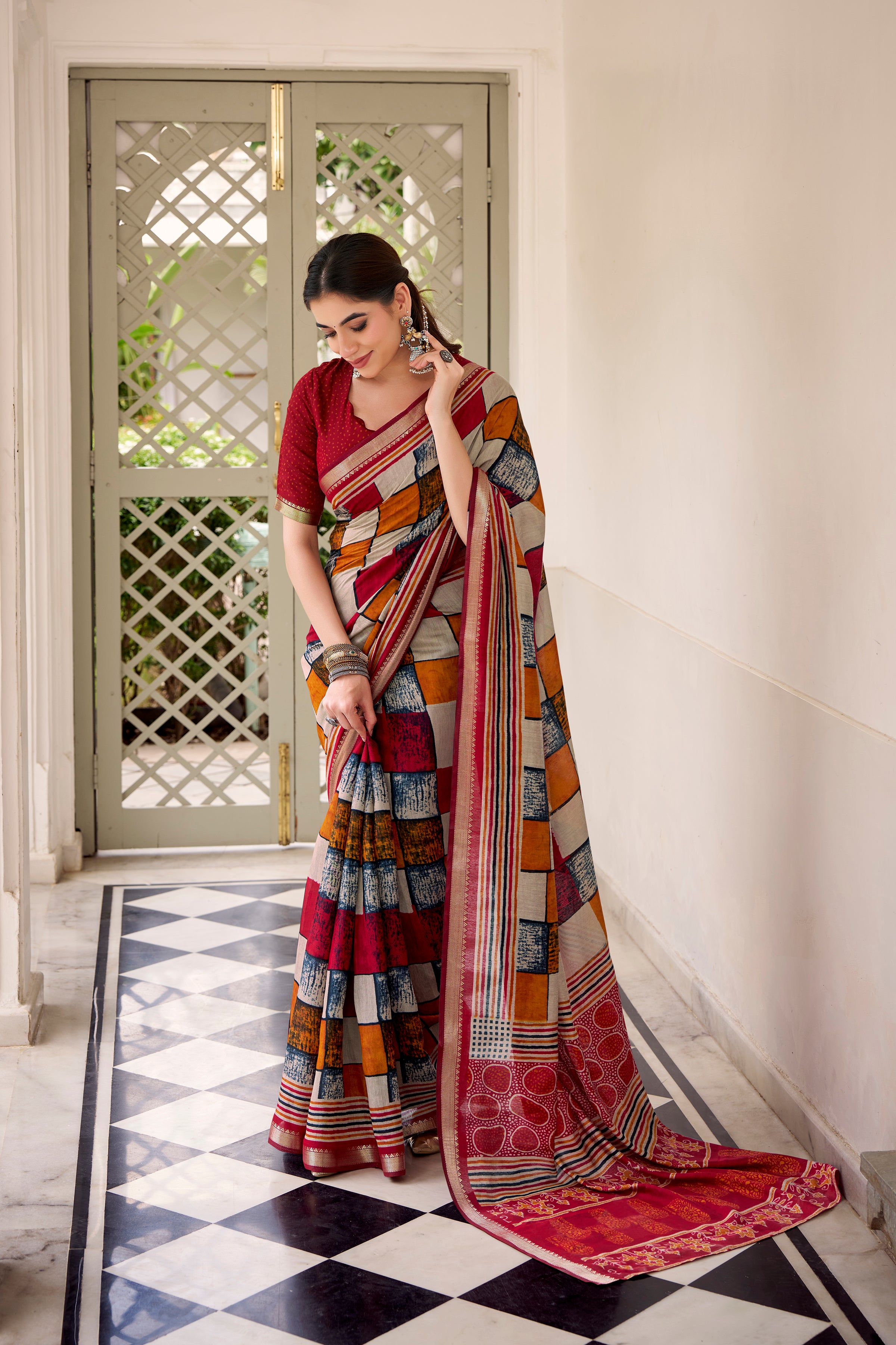 Viscose Chanderi Printed Saree