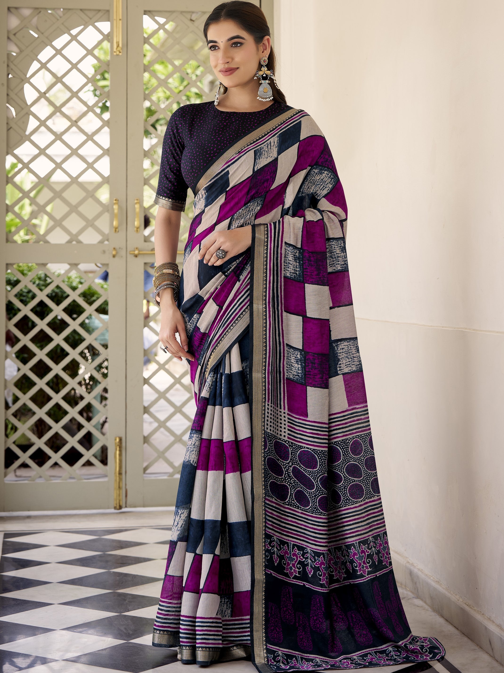Viscose Chanderi Printed Saree
