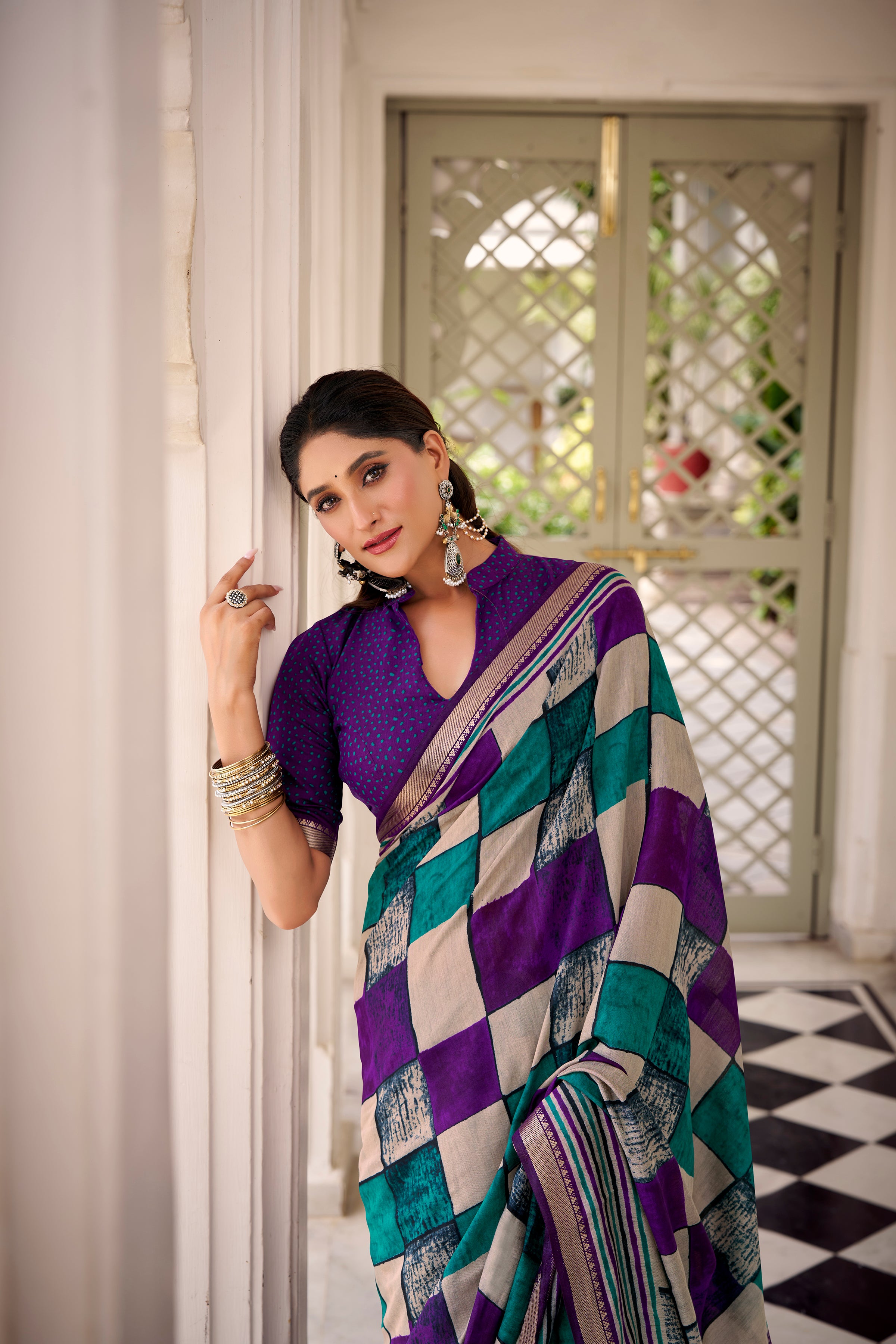 Viscose Chanderi Printed Saree