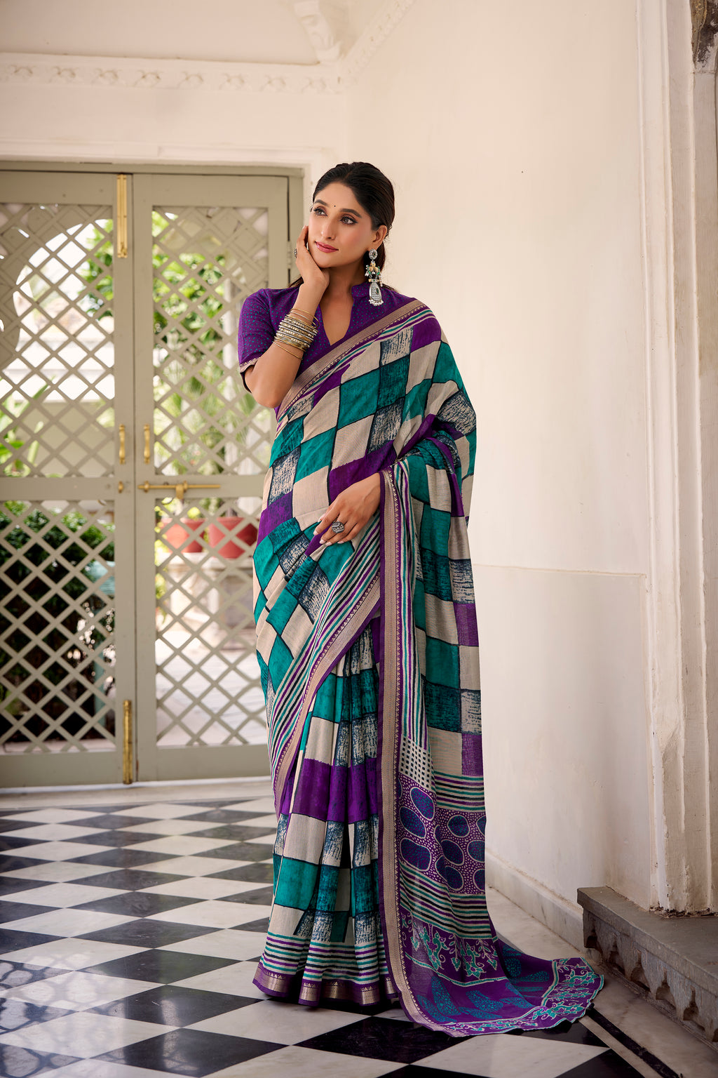 Viscose Chanderi Printed Saree