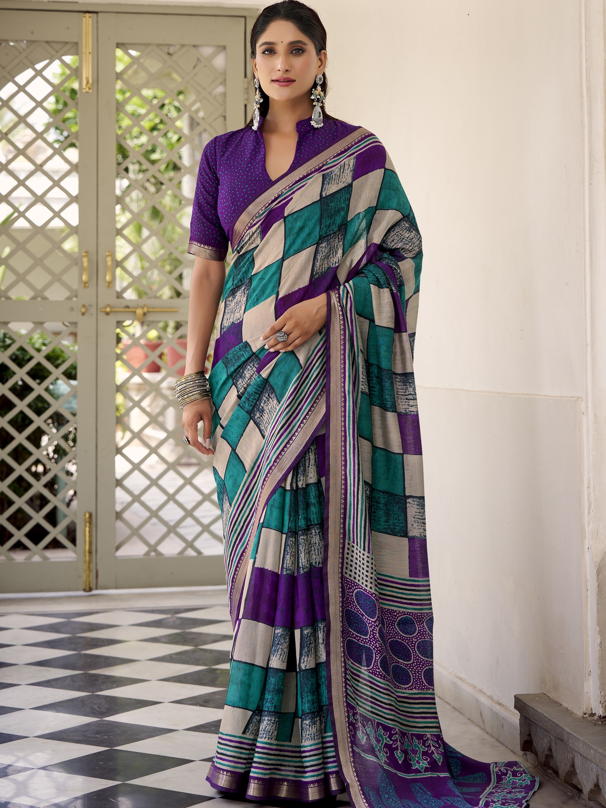 Viscose Chanderi Printed Saree