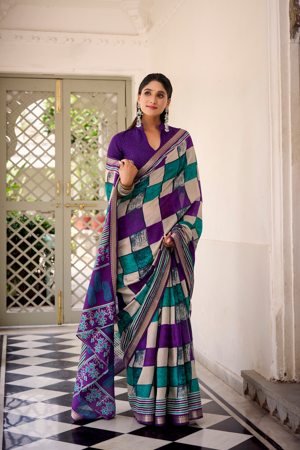 Viscose Chanderi Printed Saree