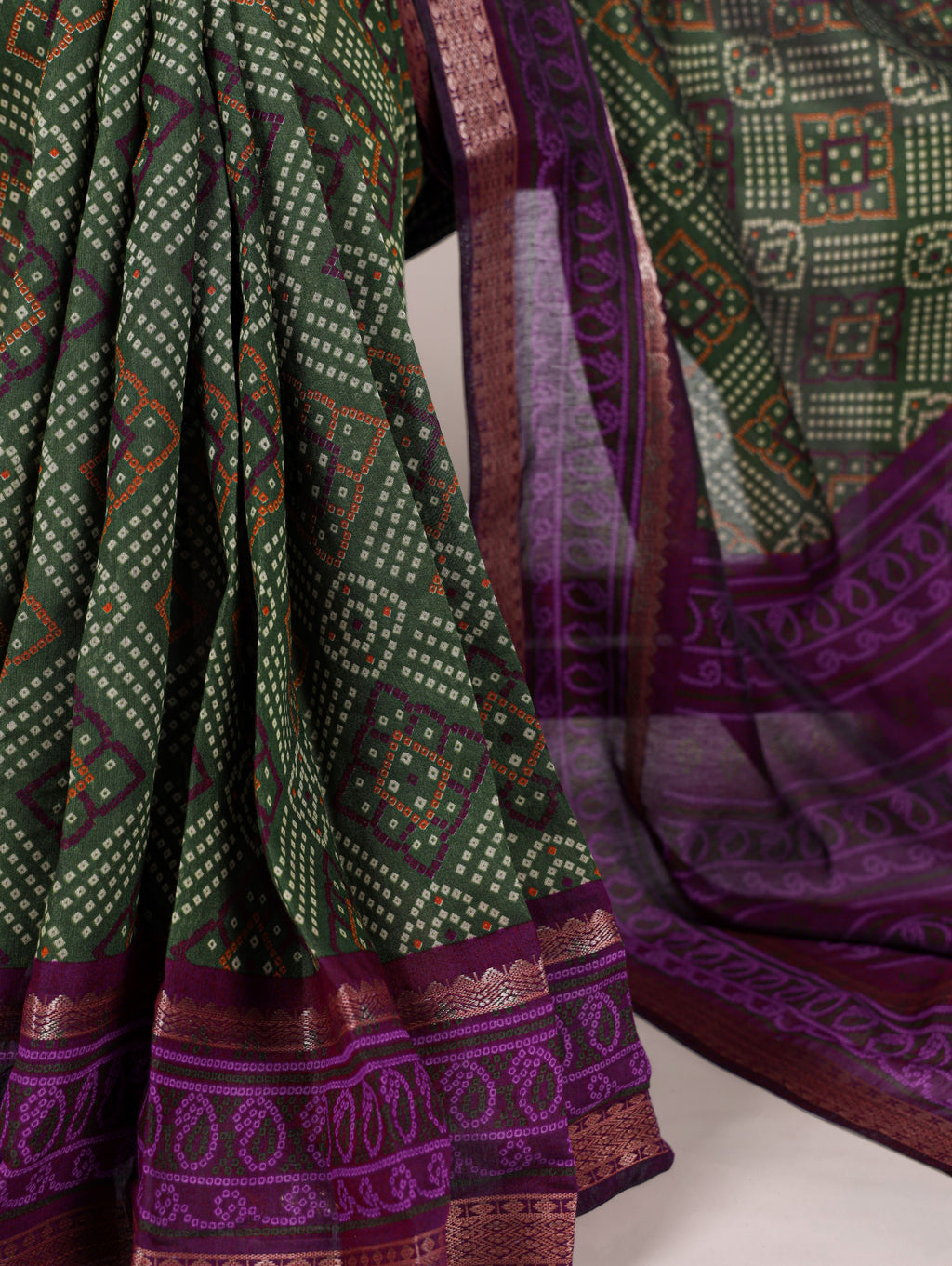 Viscose Chanderi Bandhej Printed Saree