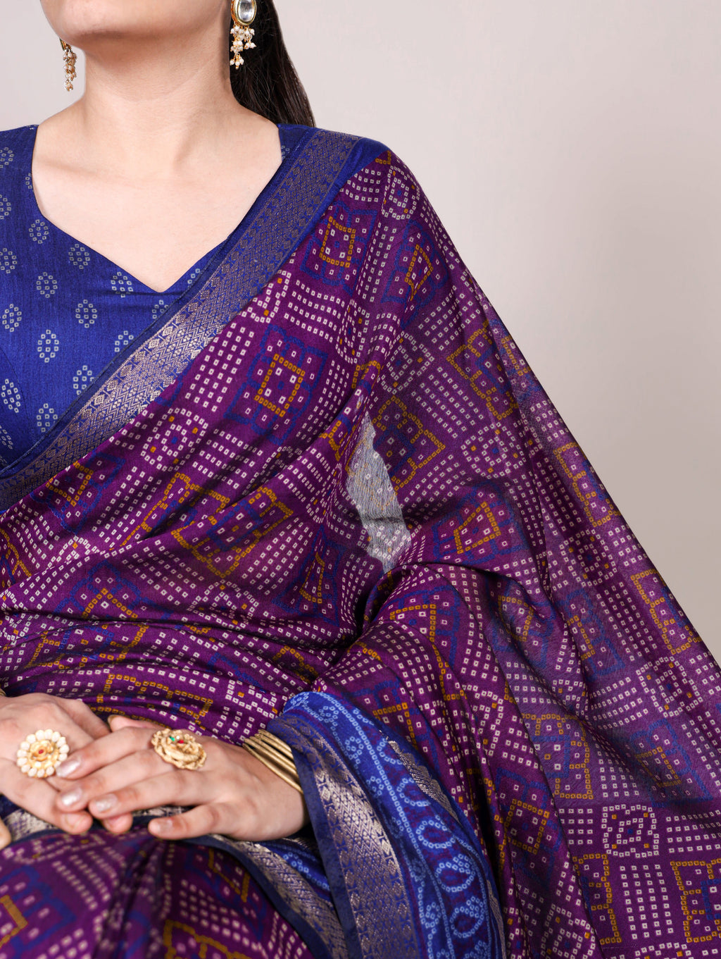 Viscose Chanderi Bandhej Printed Saree
