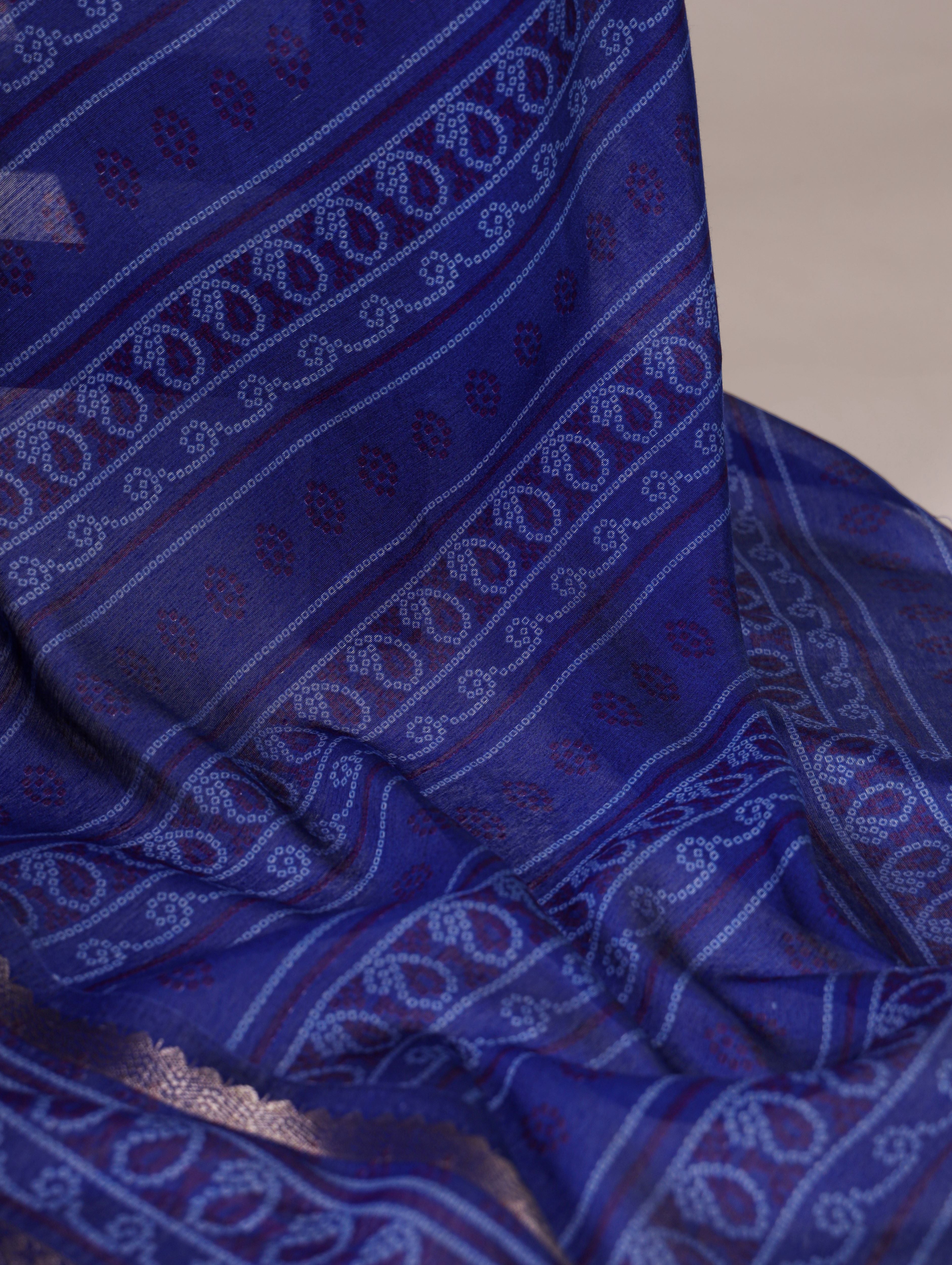 Viscose Chanderi Bandhej Printed Saree