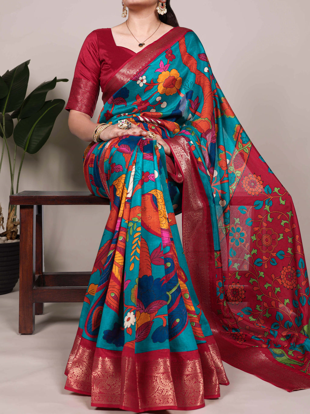 Tussar Silk Printed Saree For Women