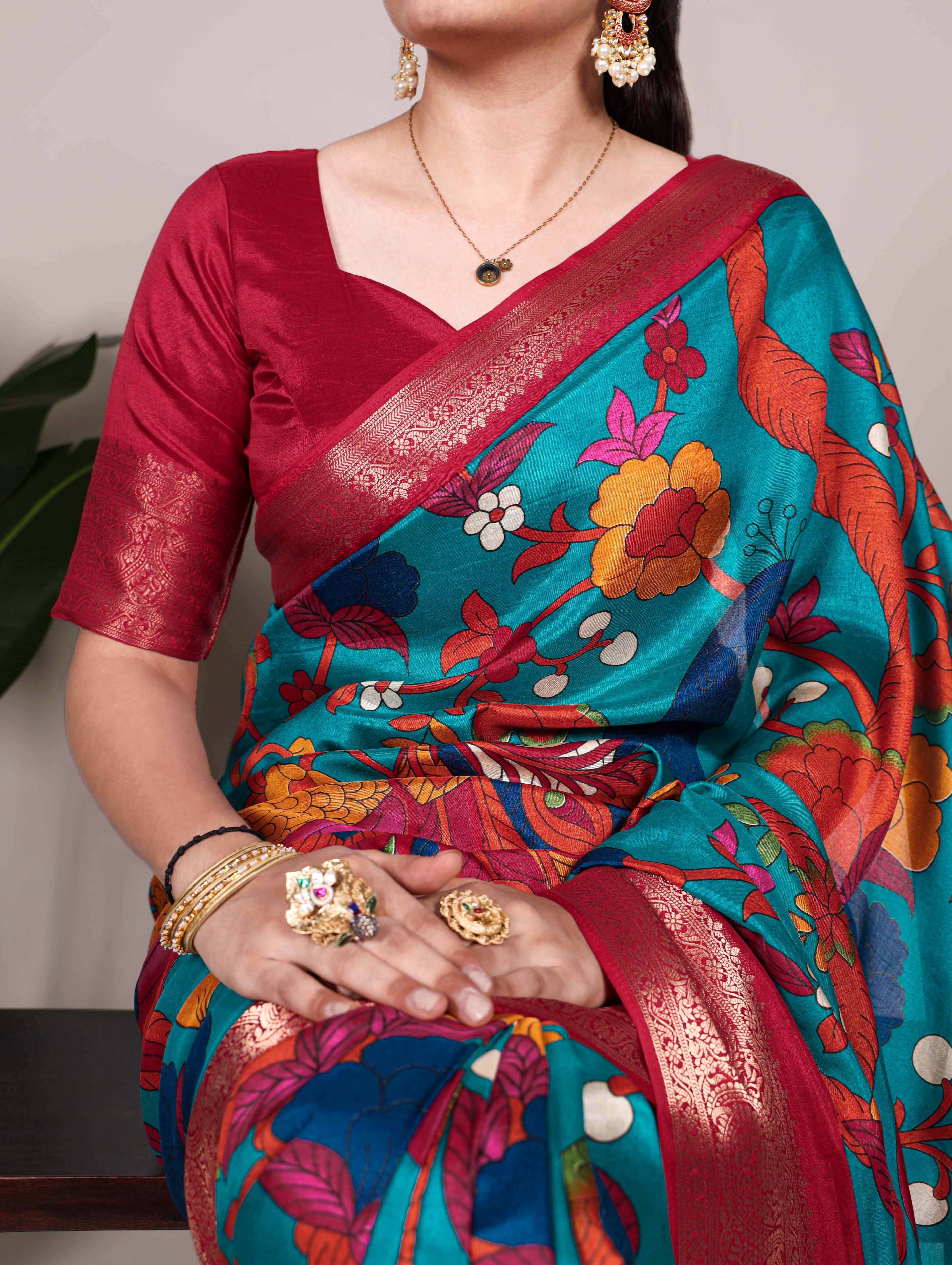 Tussar Silk Printed Saree For Women