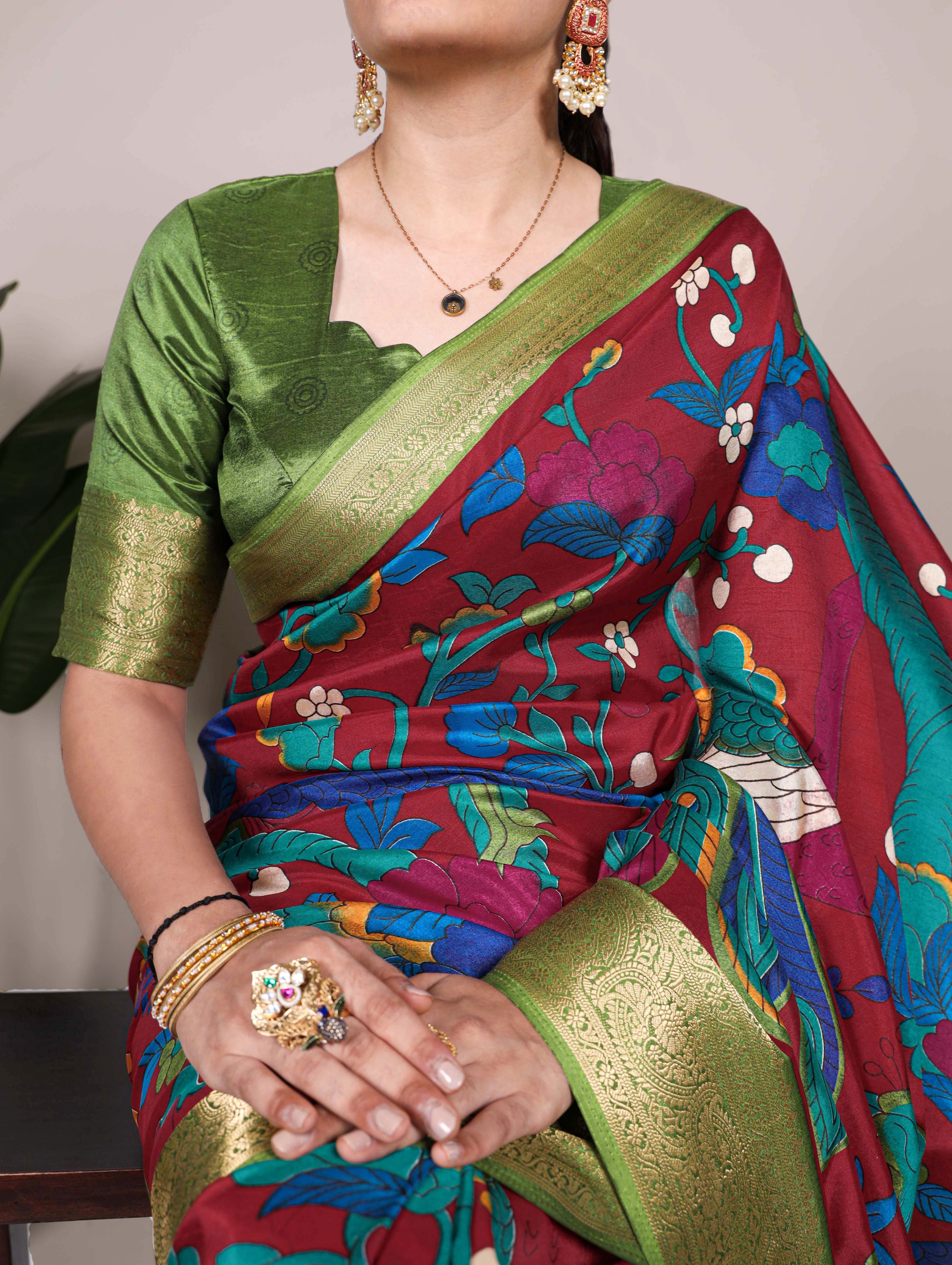 Tussar Silk Printed Saree For Women