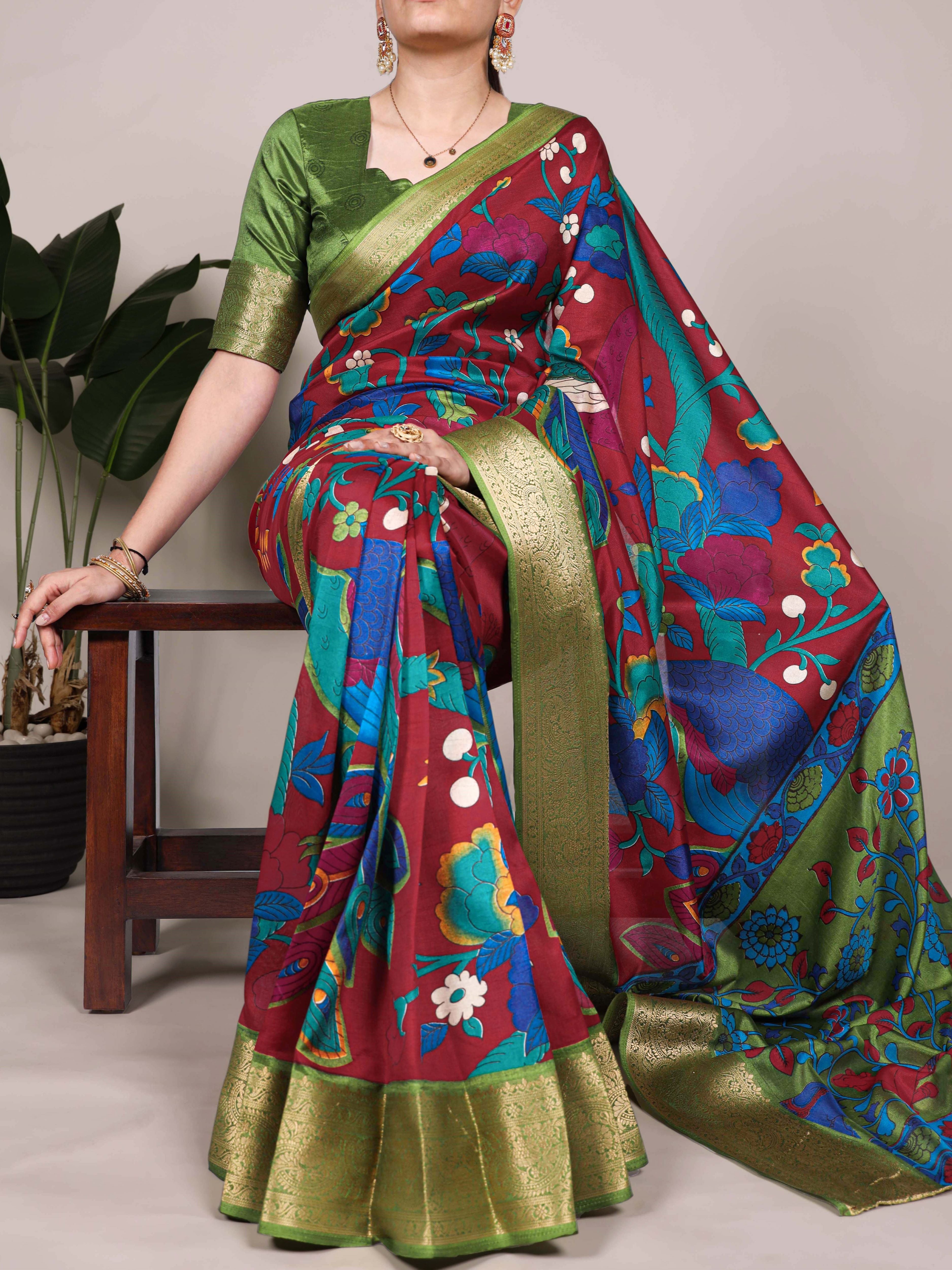 Tussar Silk Printed Saree For Women