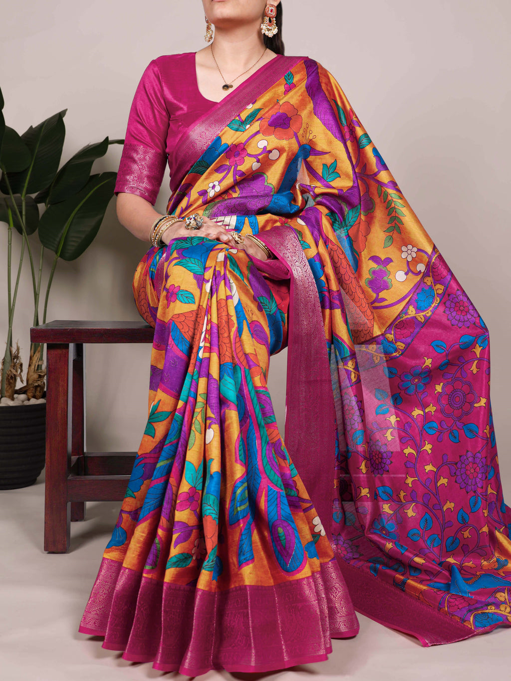 Tussar Silk Printed Saree For Women