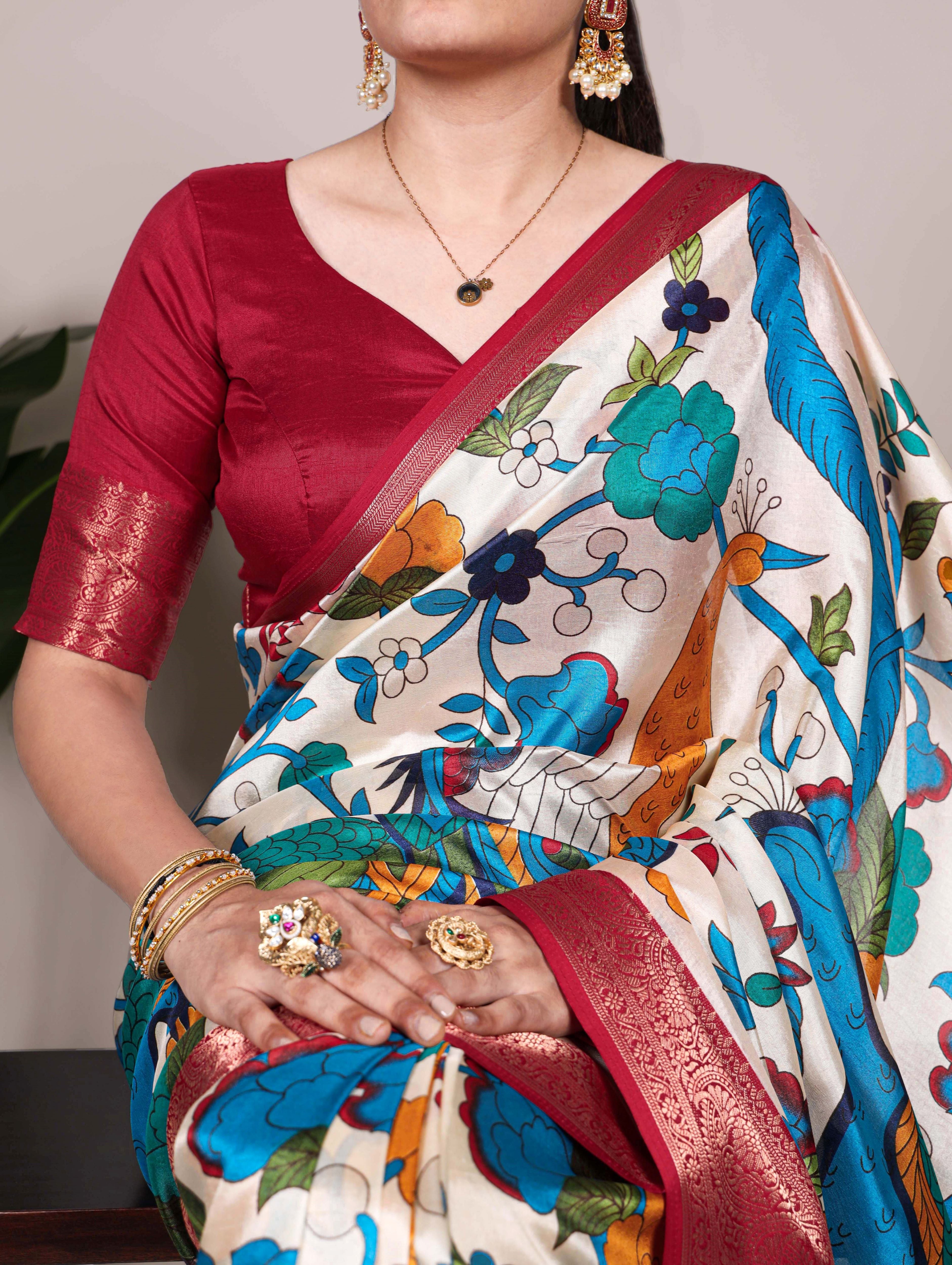 Tussar Silk Printed Saree For Women