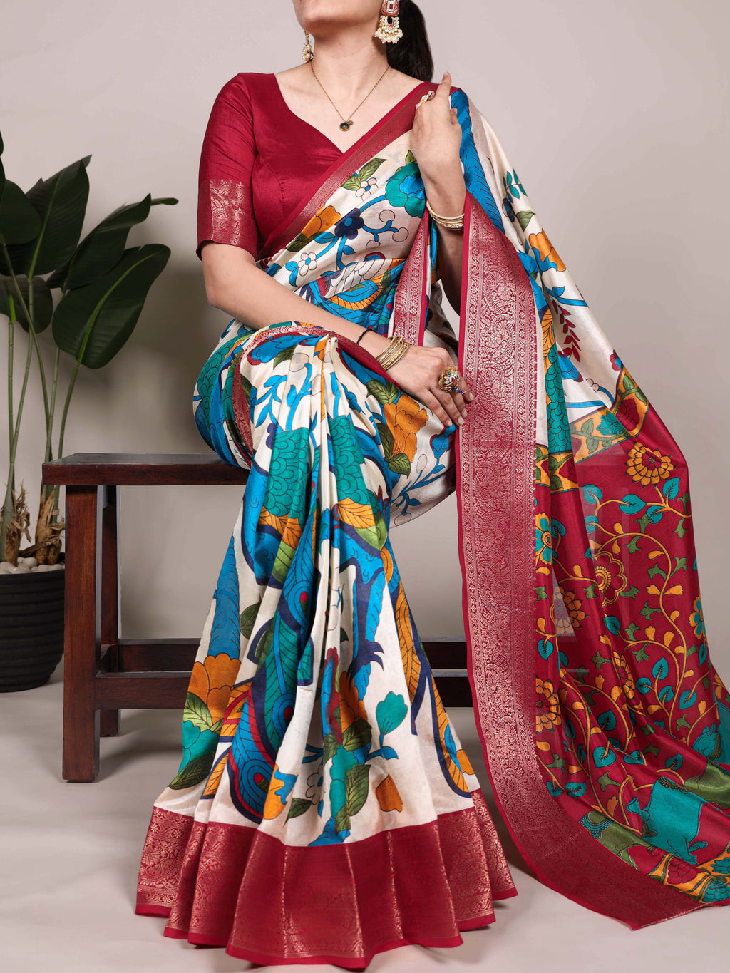 Tussar Silk Printed Saree For Women