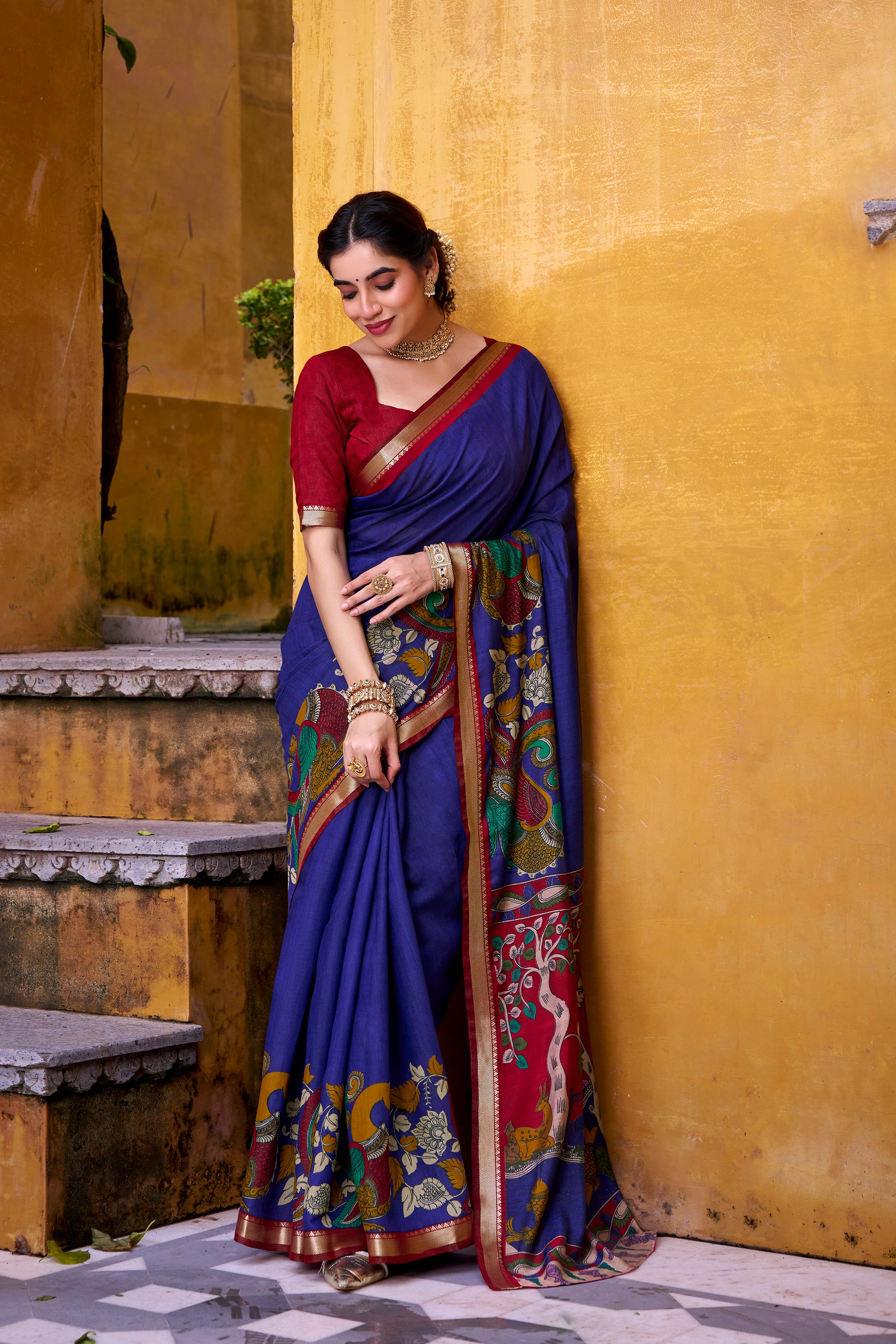 Kalamkari Printed Saree For Women