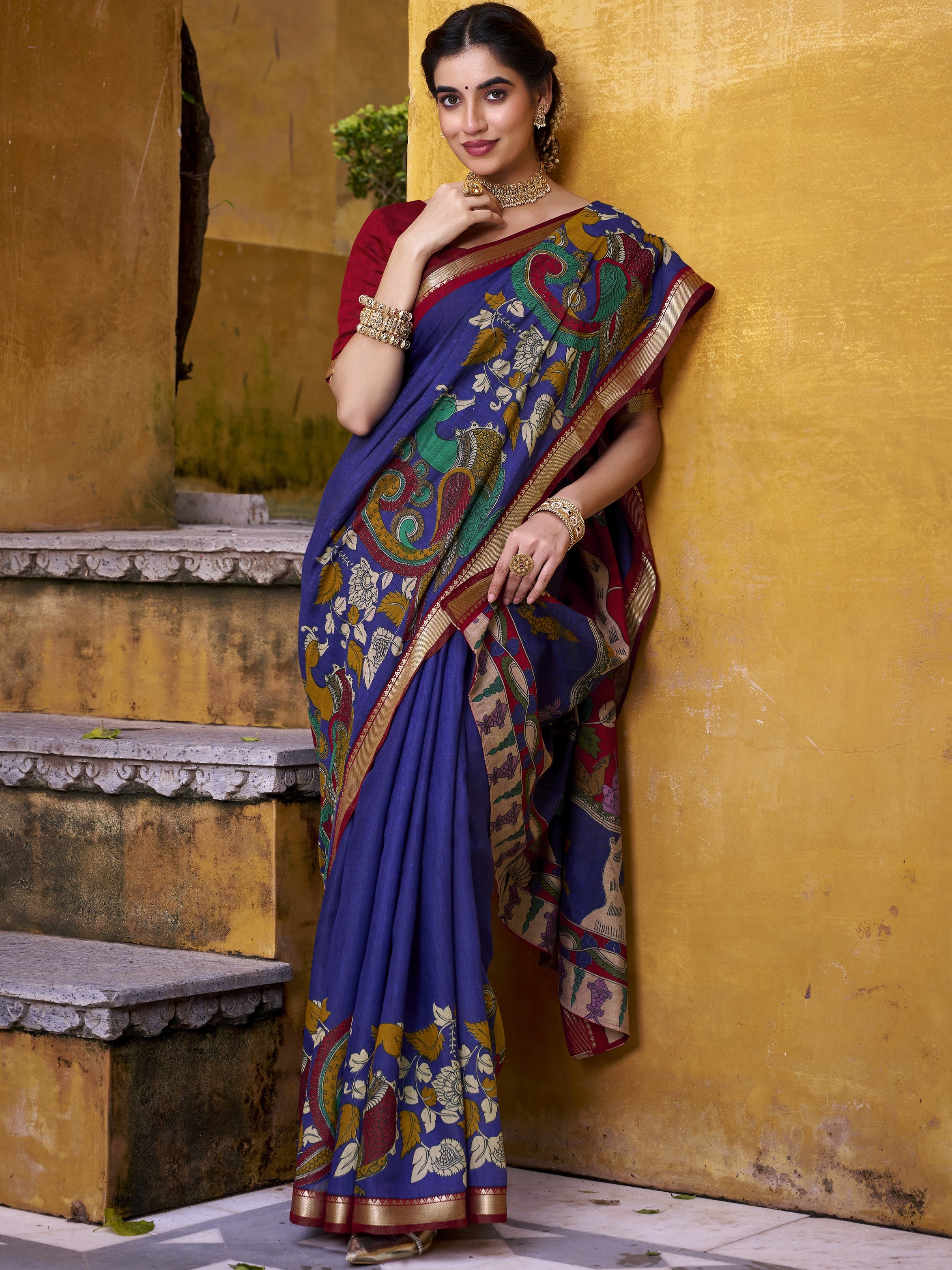 Kalamkari Printed Saree For Women