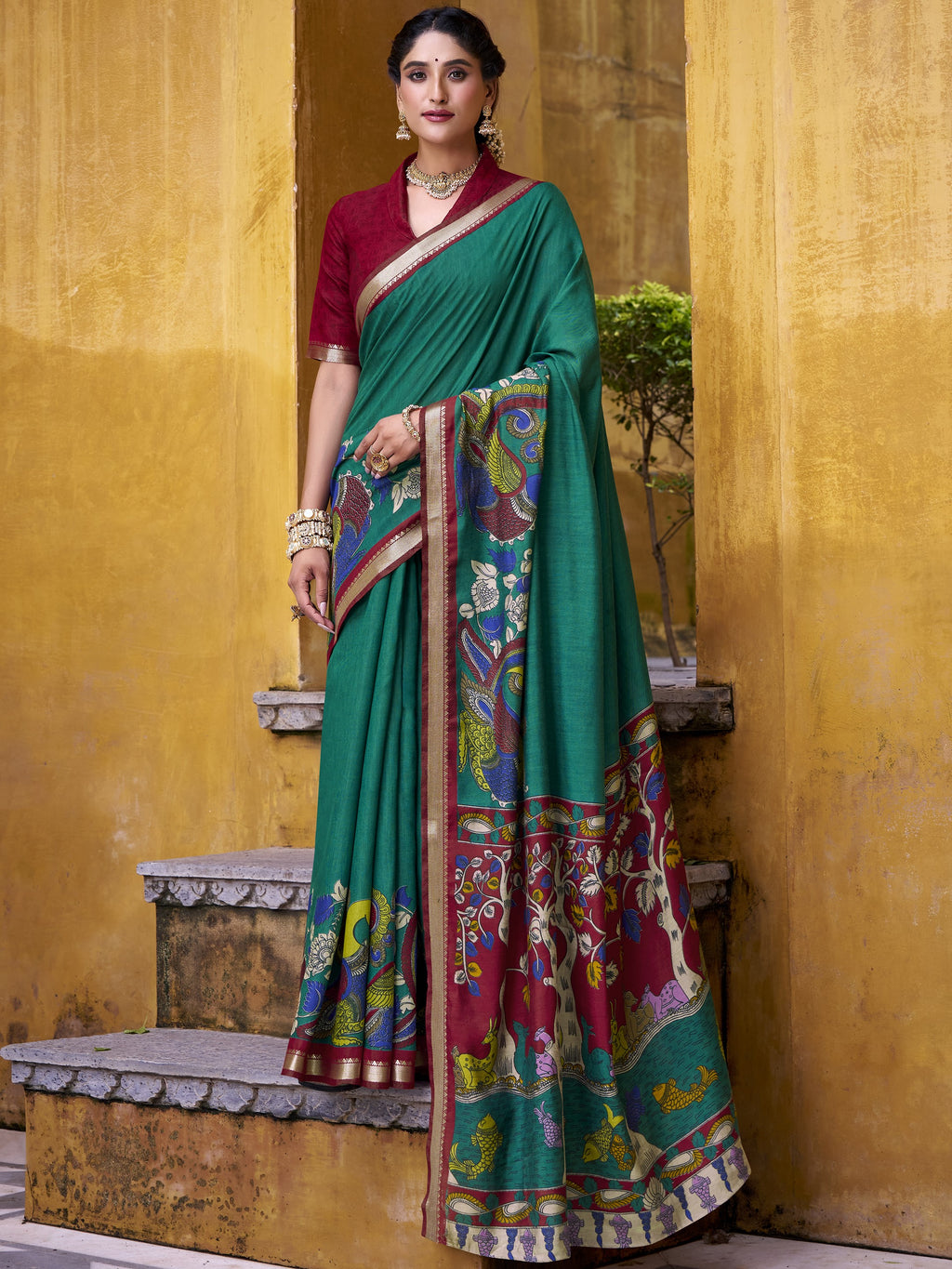 Kalamkari Printed Saree For Women
