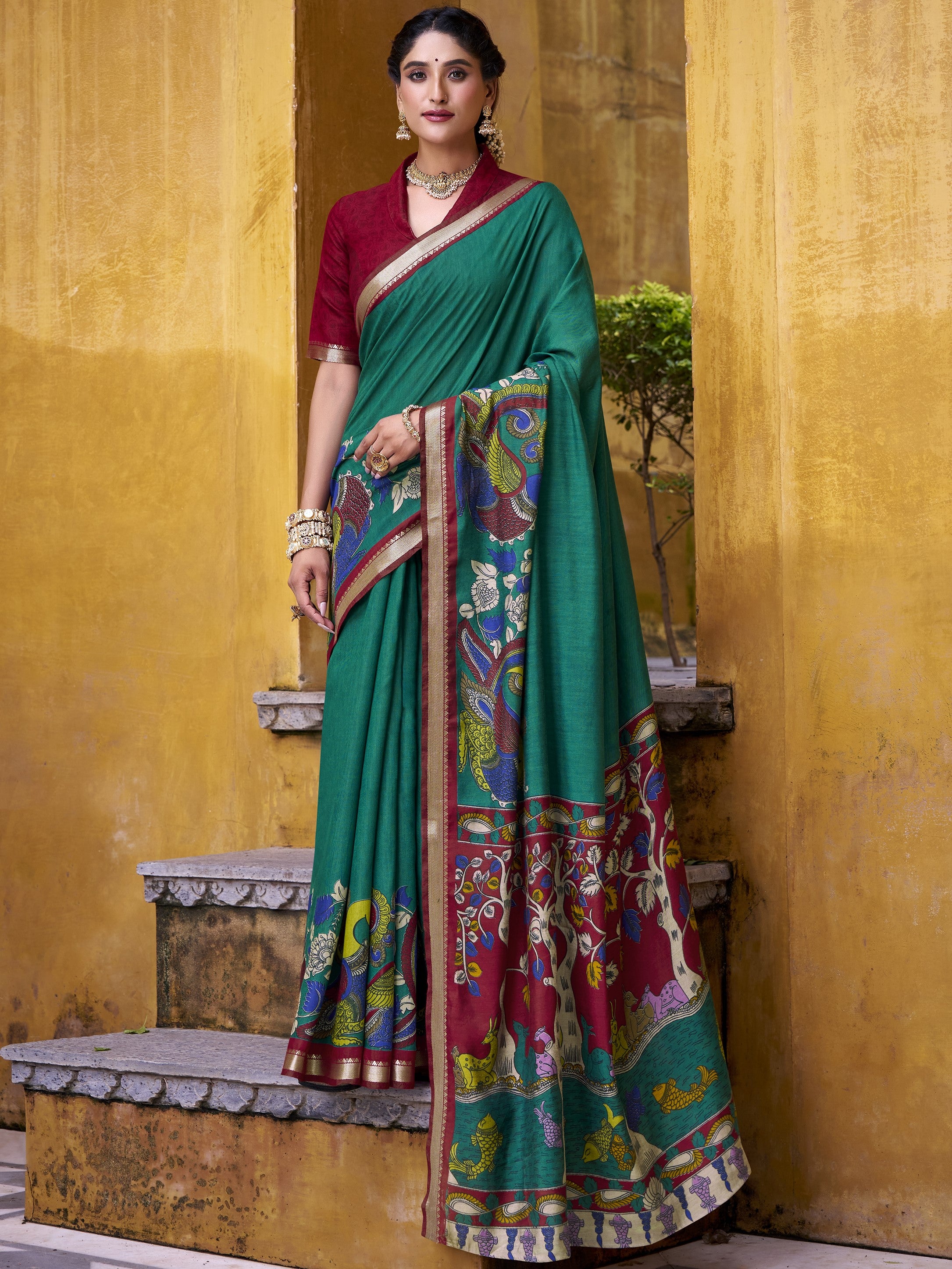 Kalamkari Printed Saree For Women