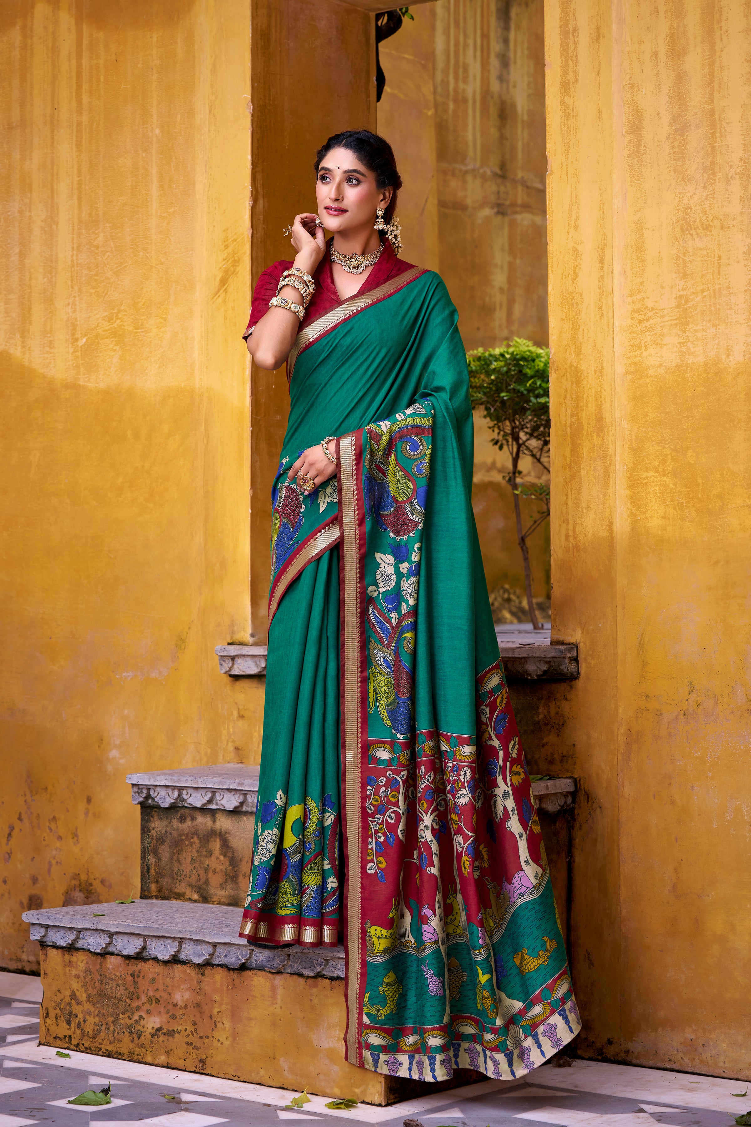 Kalamkari Printed Saree For Women