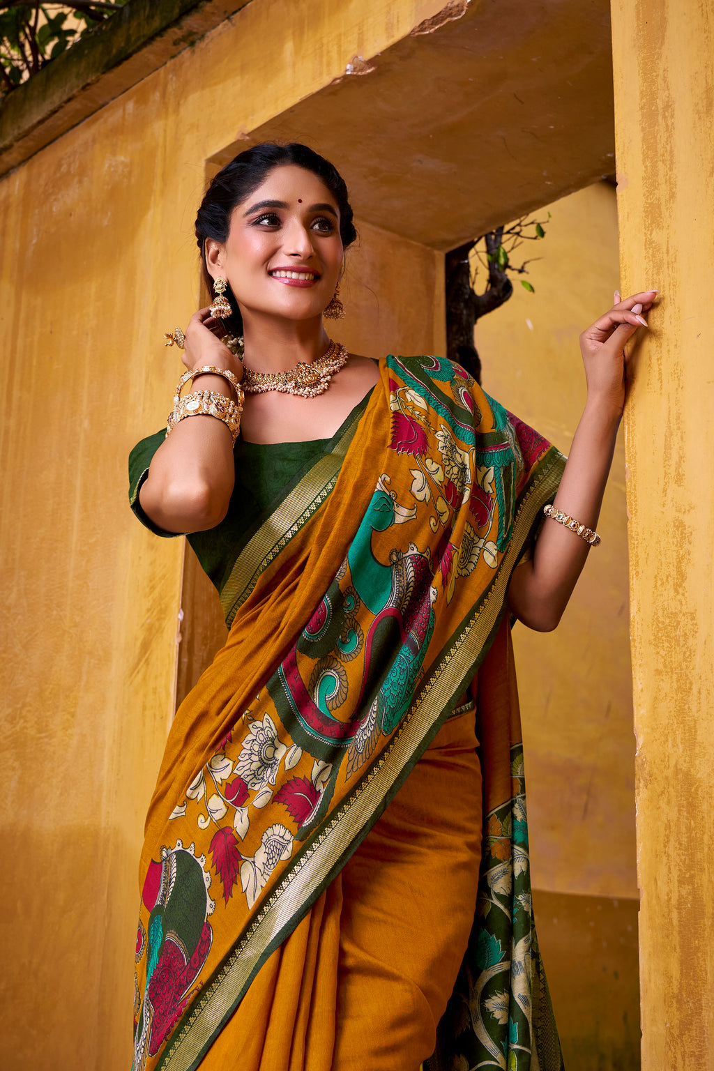 Kalamkari Printed Saree For Women