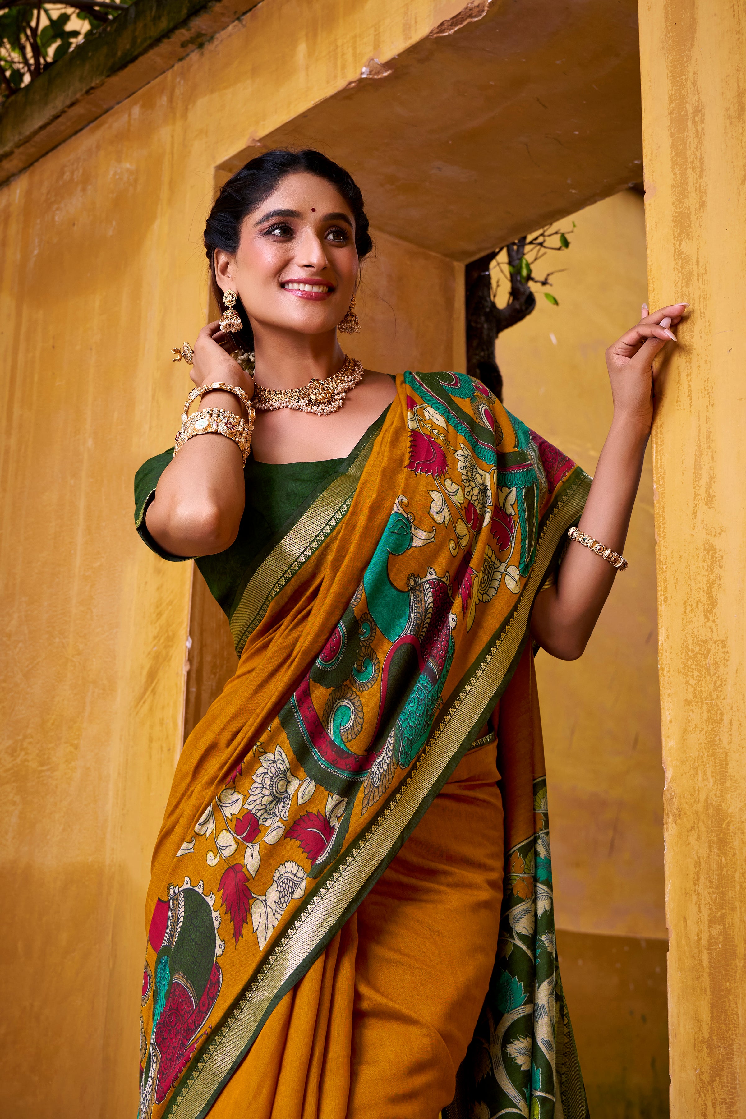 Kalamkari Printed Saree For Women