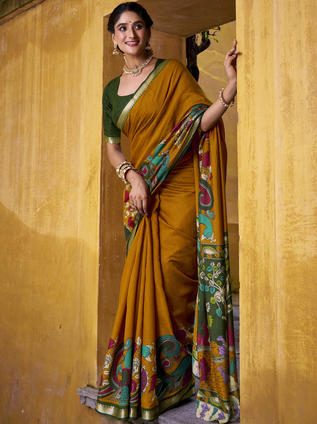 Kalamkari Printed Saree For Women