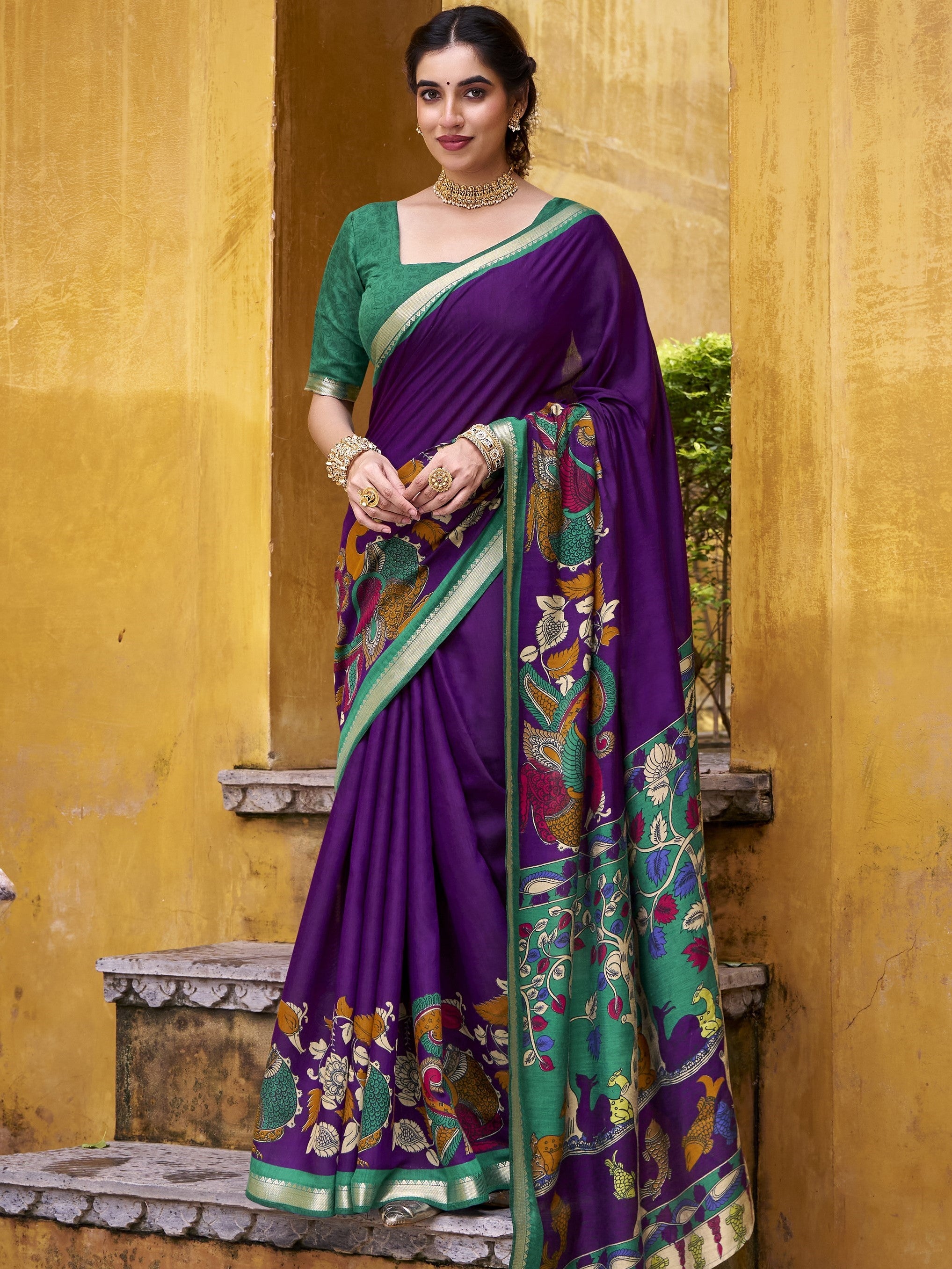Kalamkari Printed Saree For Women