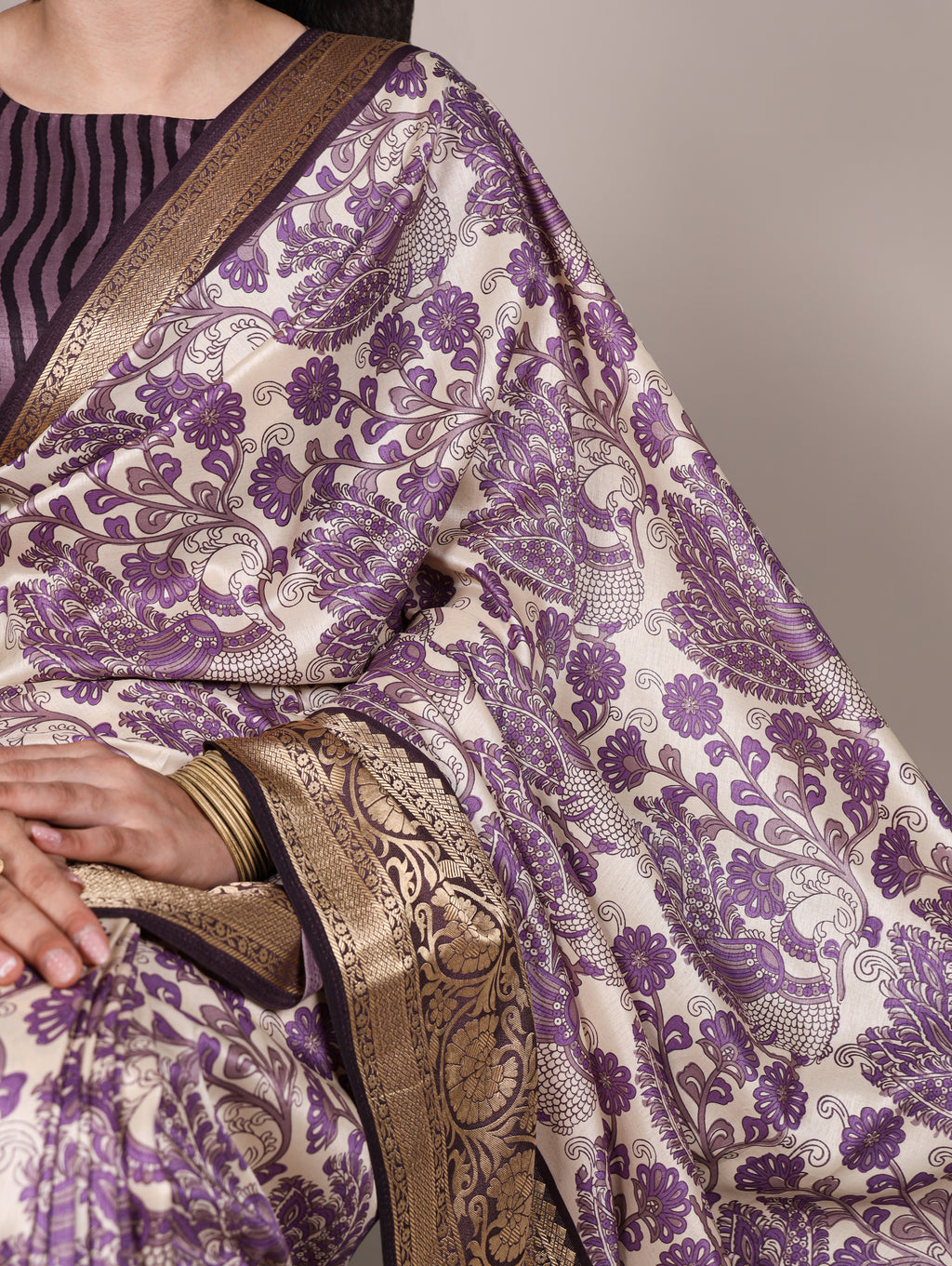 Tussar Silk Printed Saree With Viscose Border