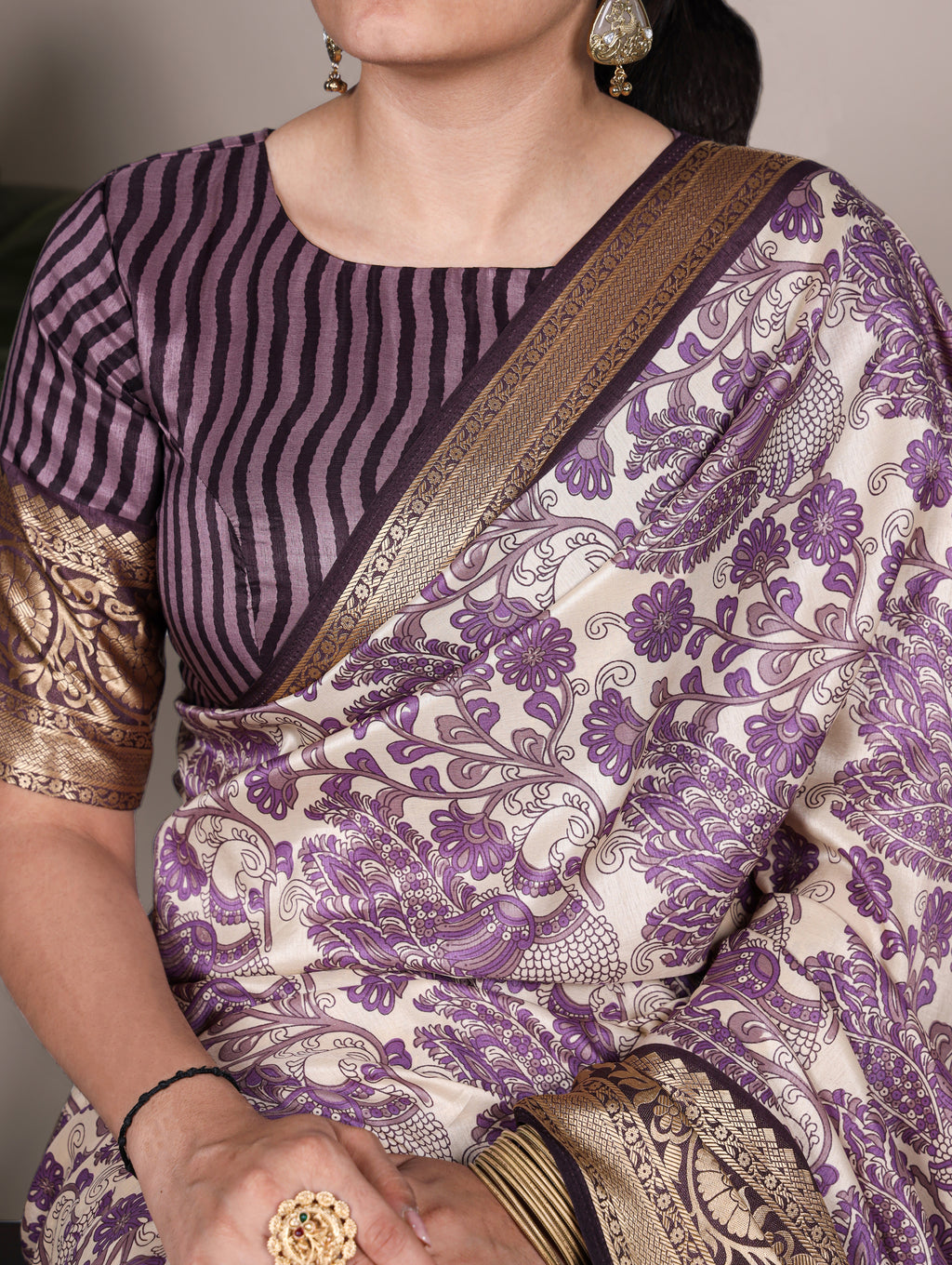 Tussar Silk Printed Saree With Viscose Border