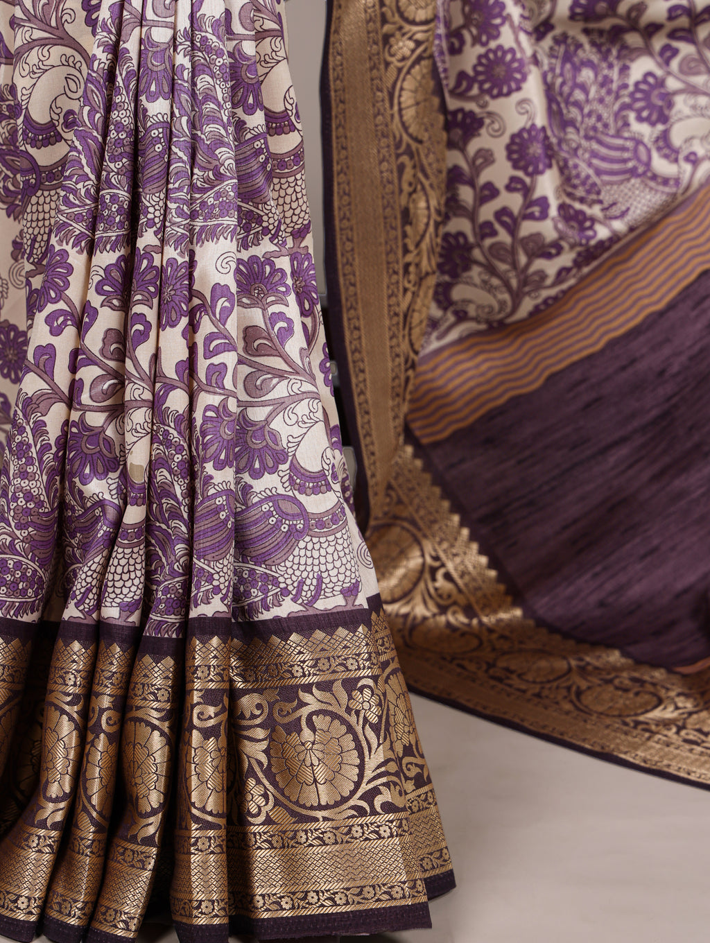 Tussar Silk Printed Saree With Viscose Border