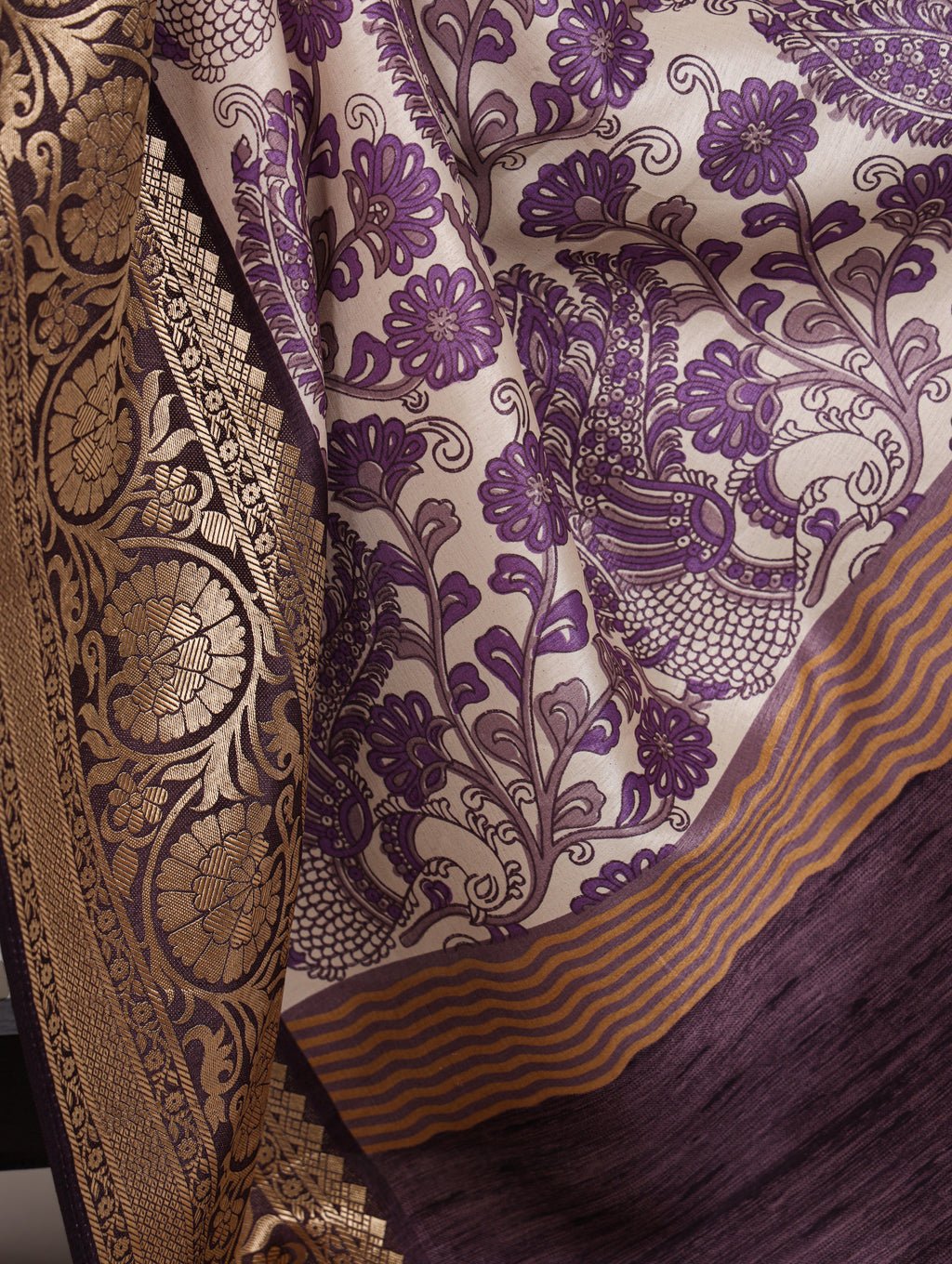 Tussar Silk Printed Saree With Viscose Border