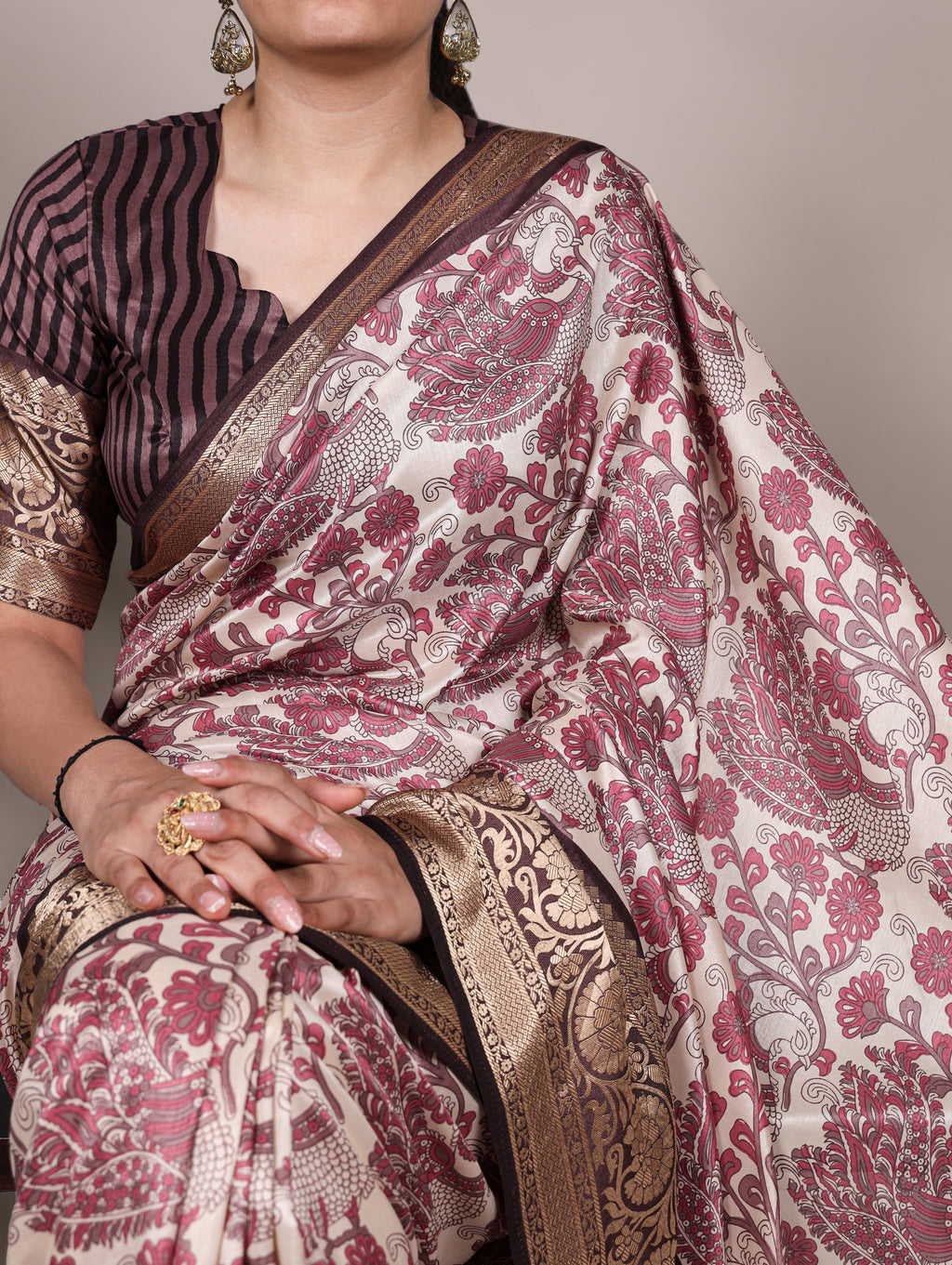 Tussar Silk Printed Saree With Viscose Border