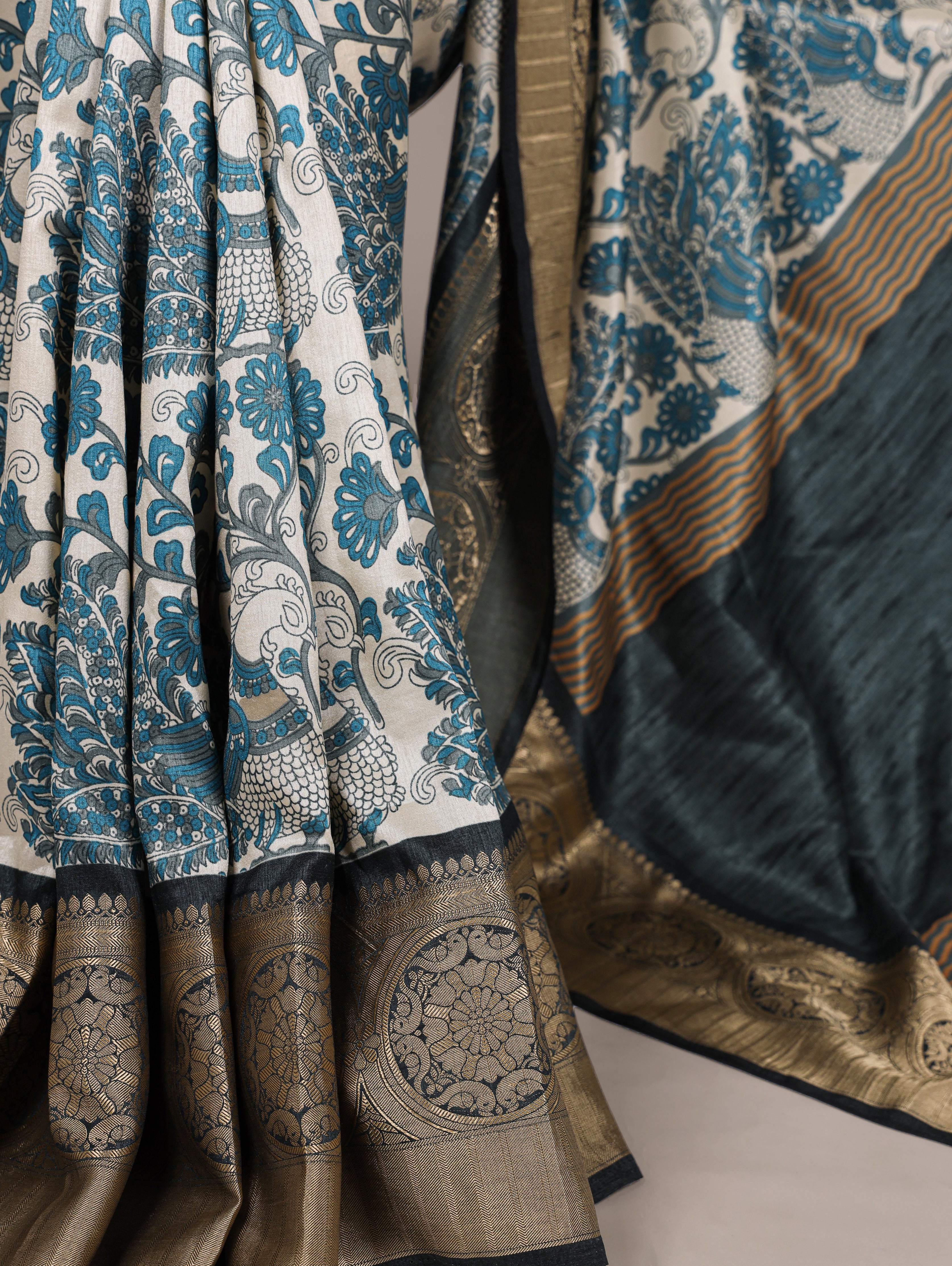 Tussar Silk Printed Saree With Viscose Border