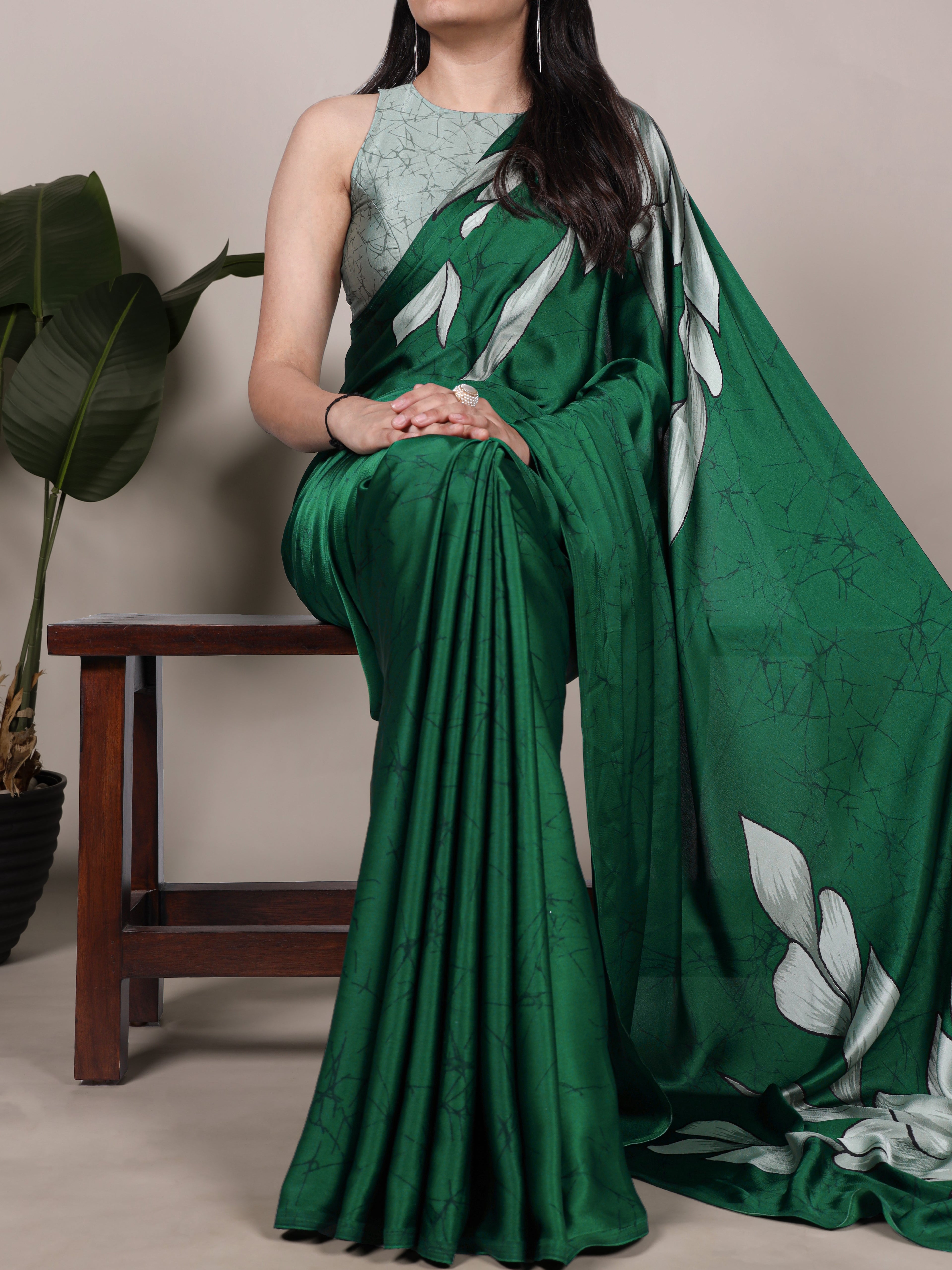 Satin Silk Floral Printed Saree