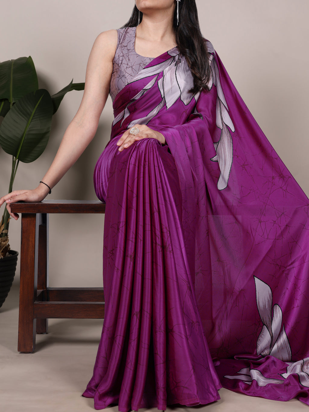 Satin Silk Floral Printed Saree