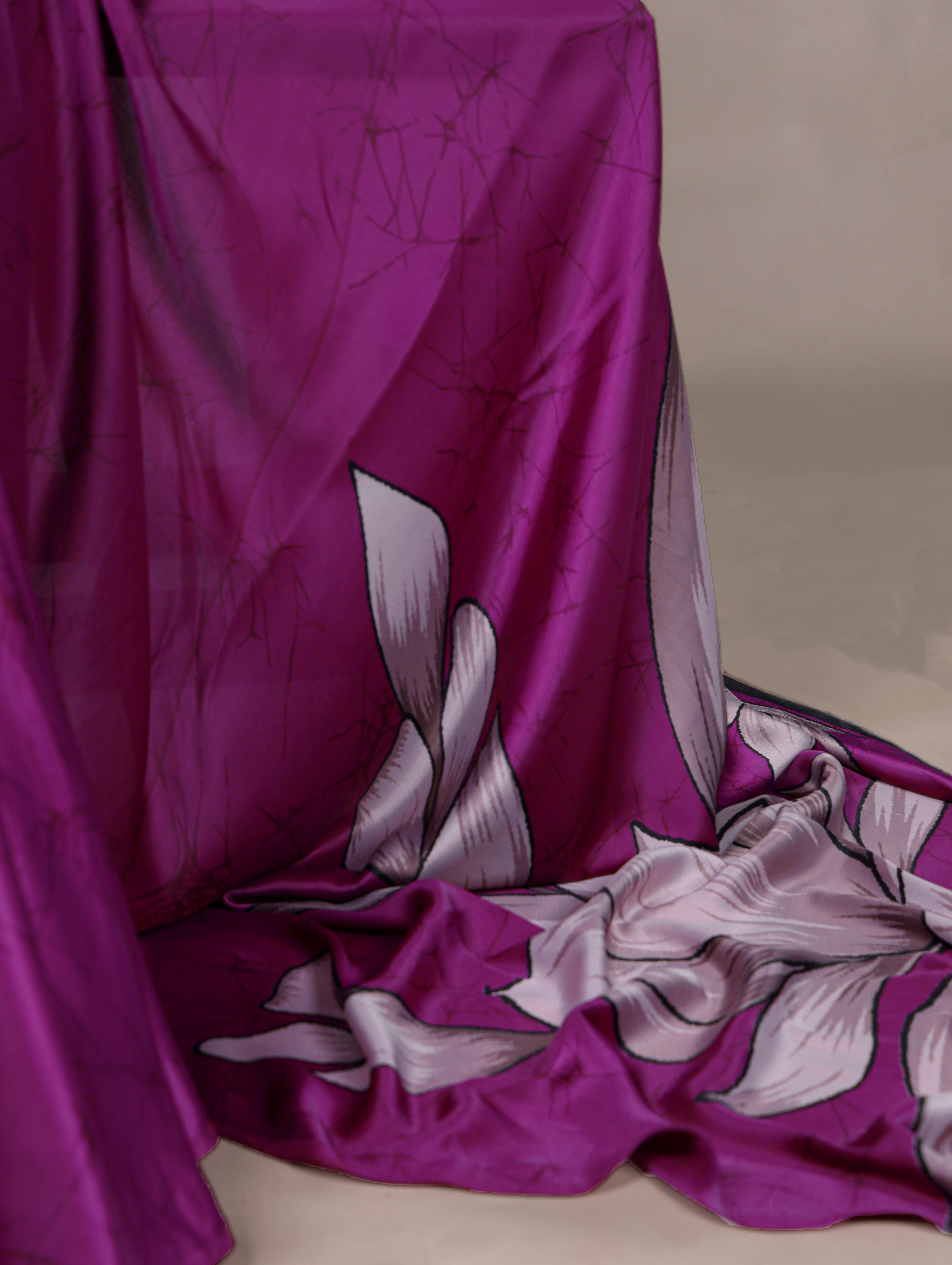 Satin Silk Floral Printed Saree