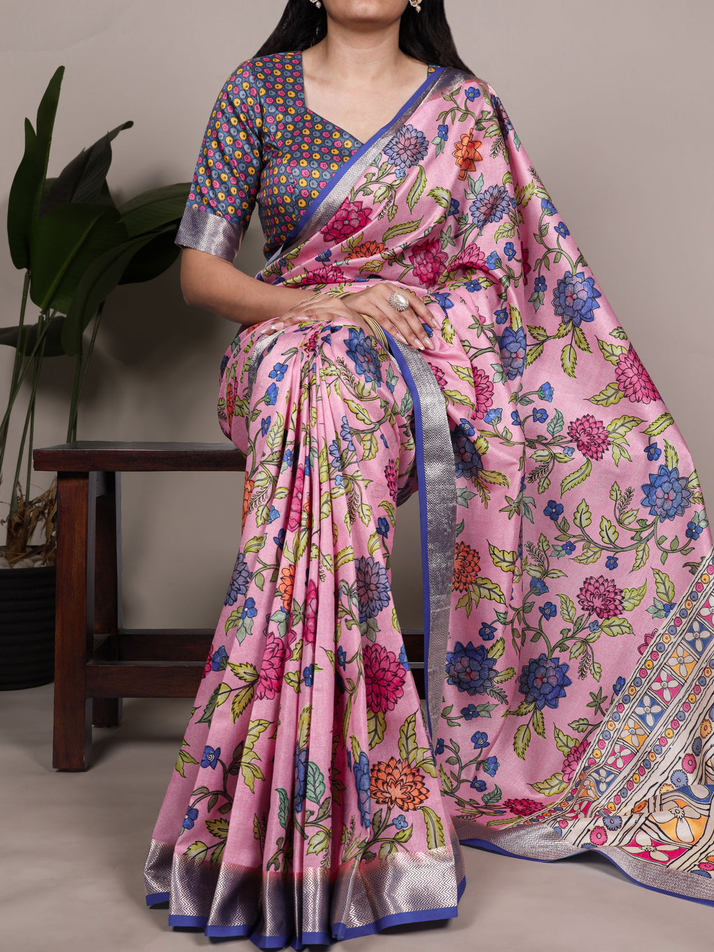 Tussar Silk Floral Printed Saree