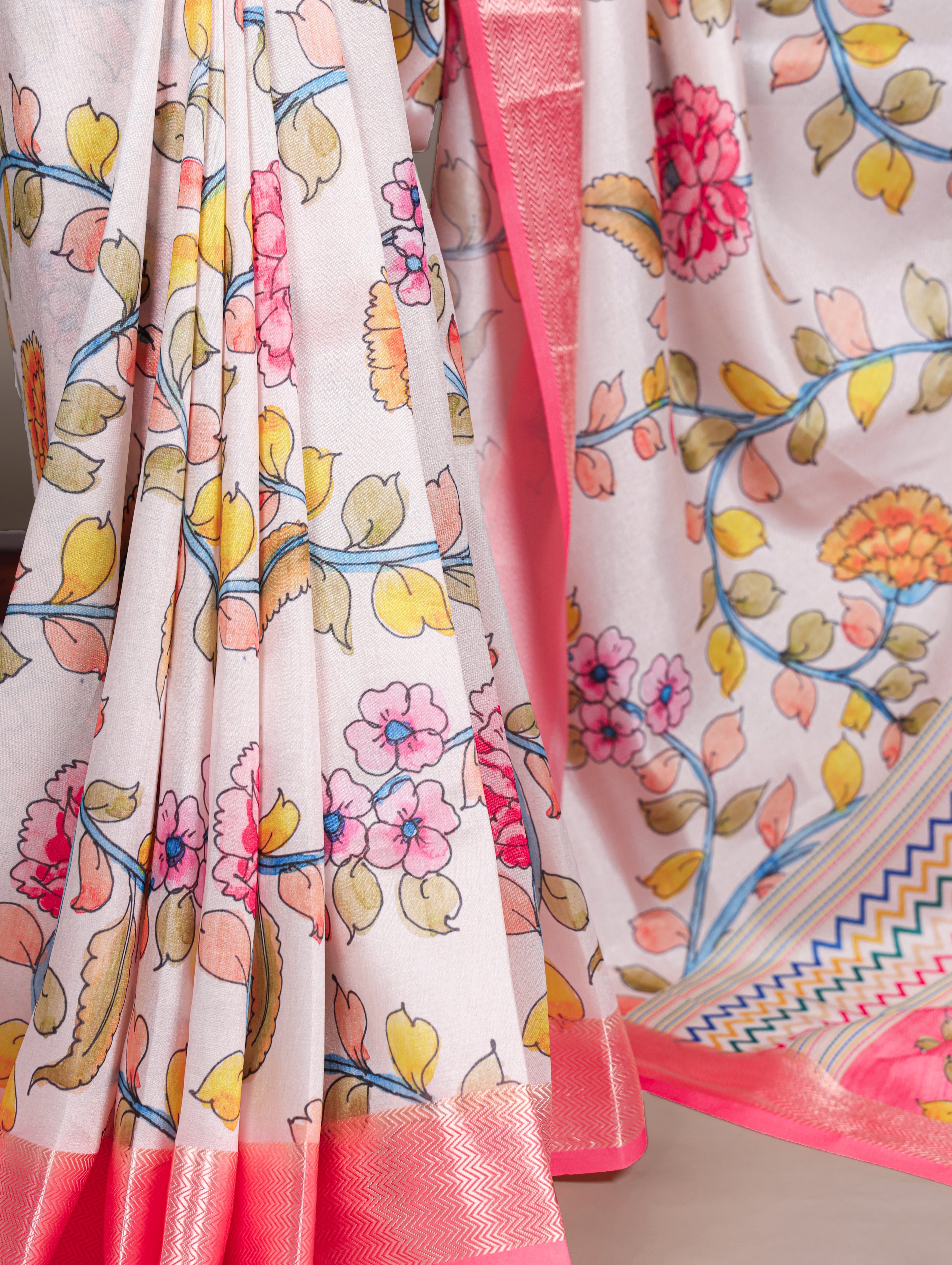 Tussar Silk Floral Printed Saree