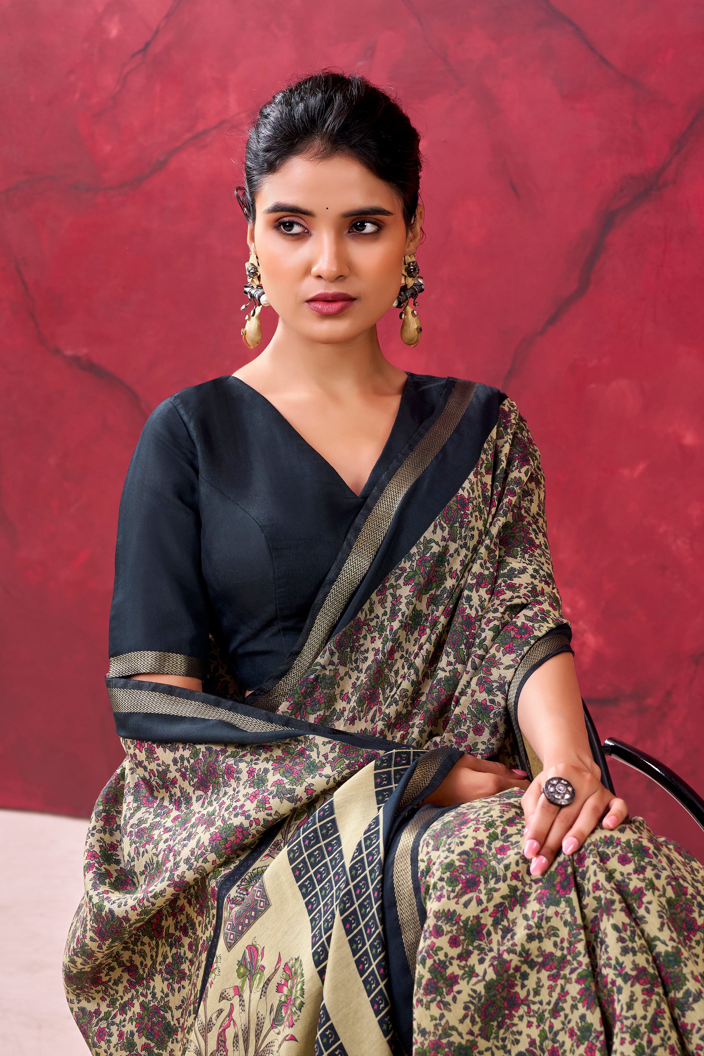 Chanderi Printed Zari Weaving Saree
