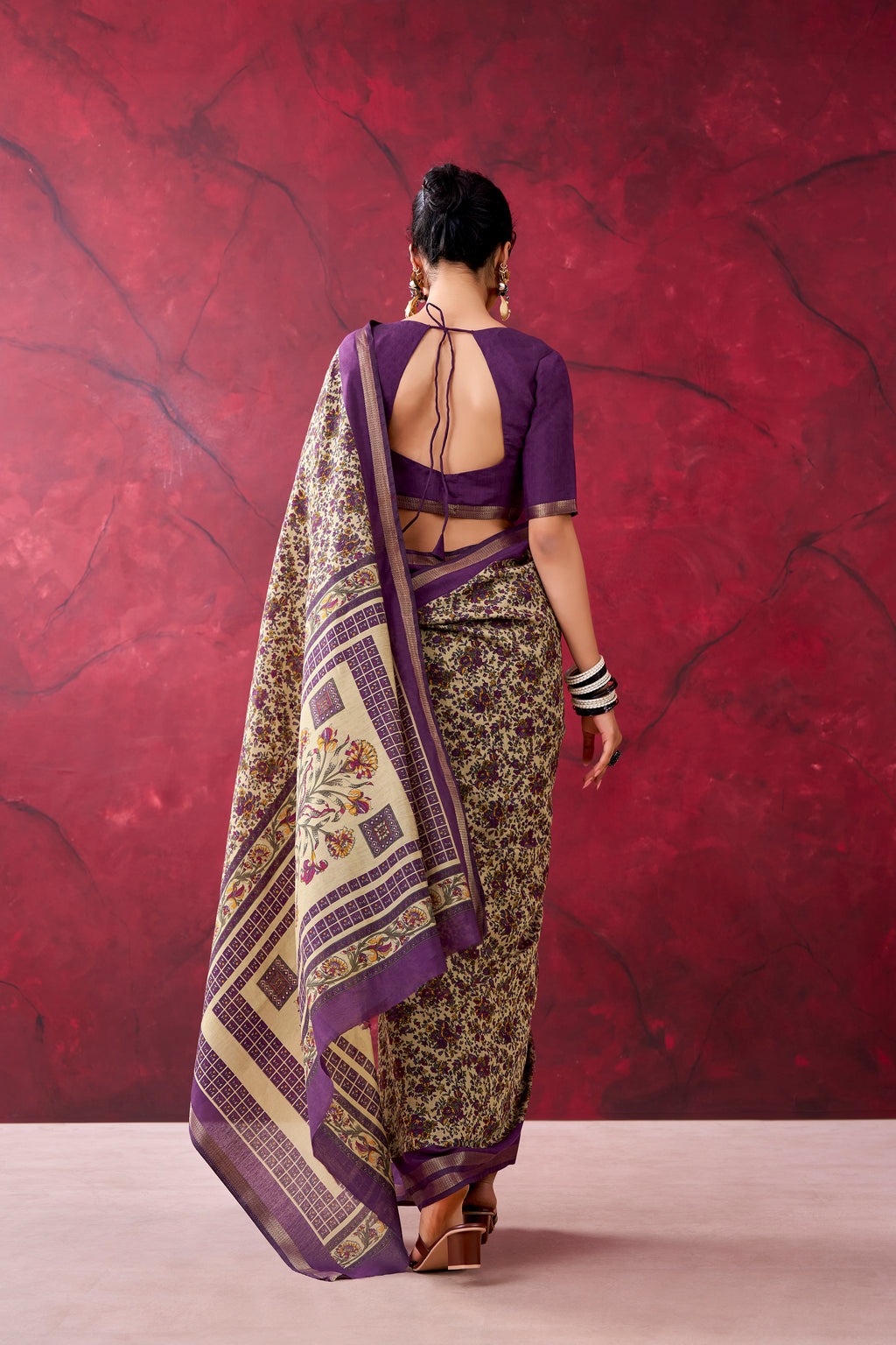 Chanderi Printed Zari Weaving Saree