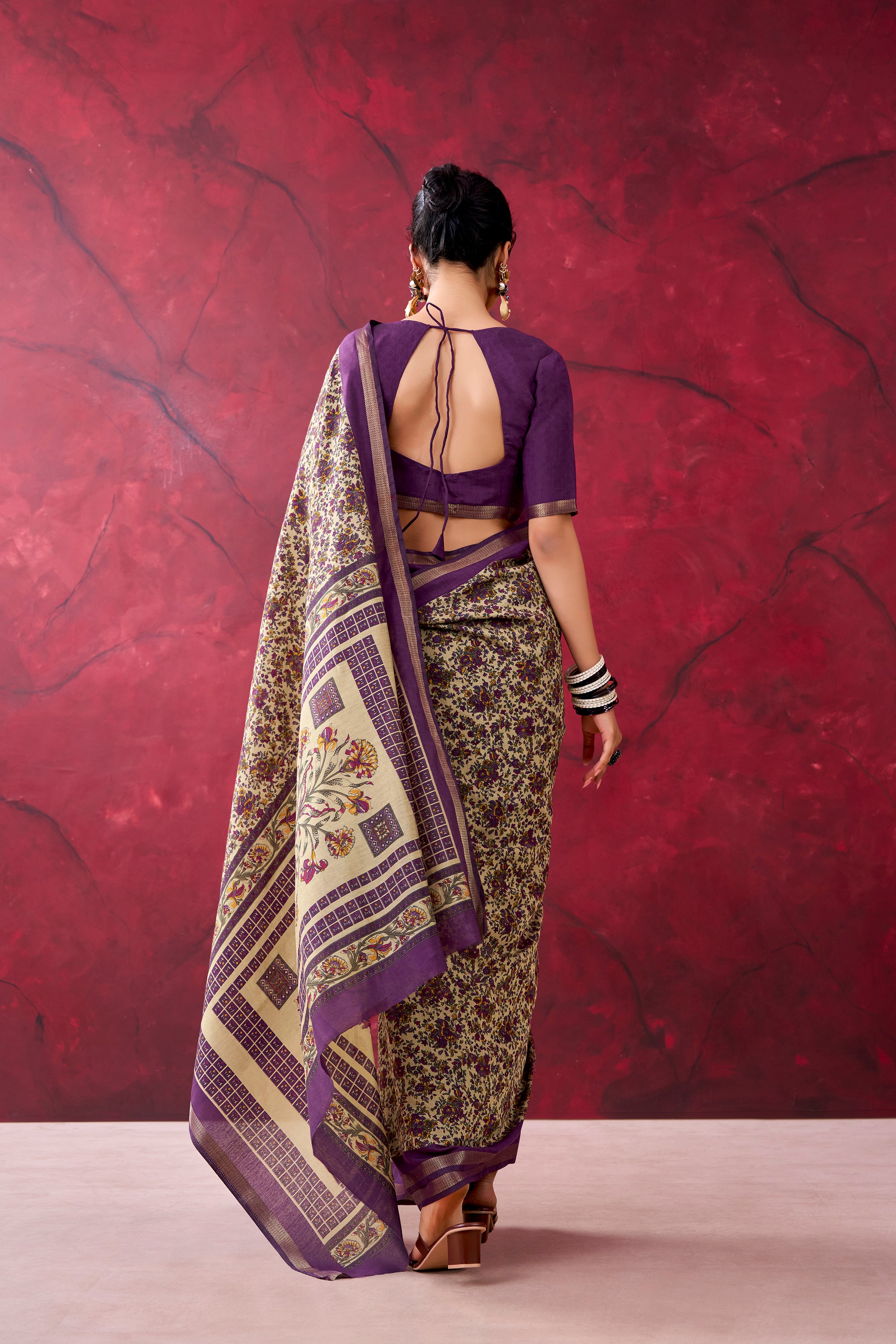 Chanderi Printed Zari Weaving Saree