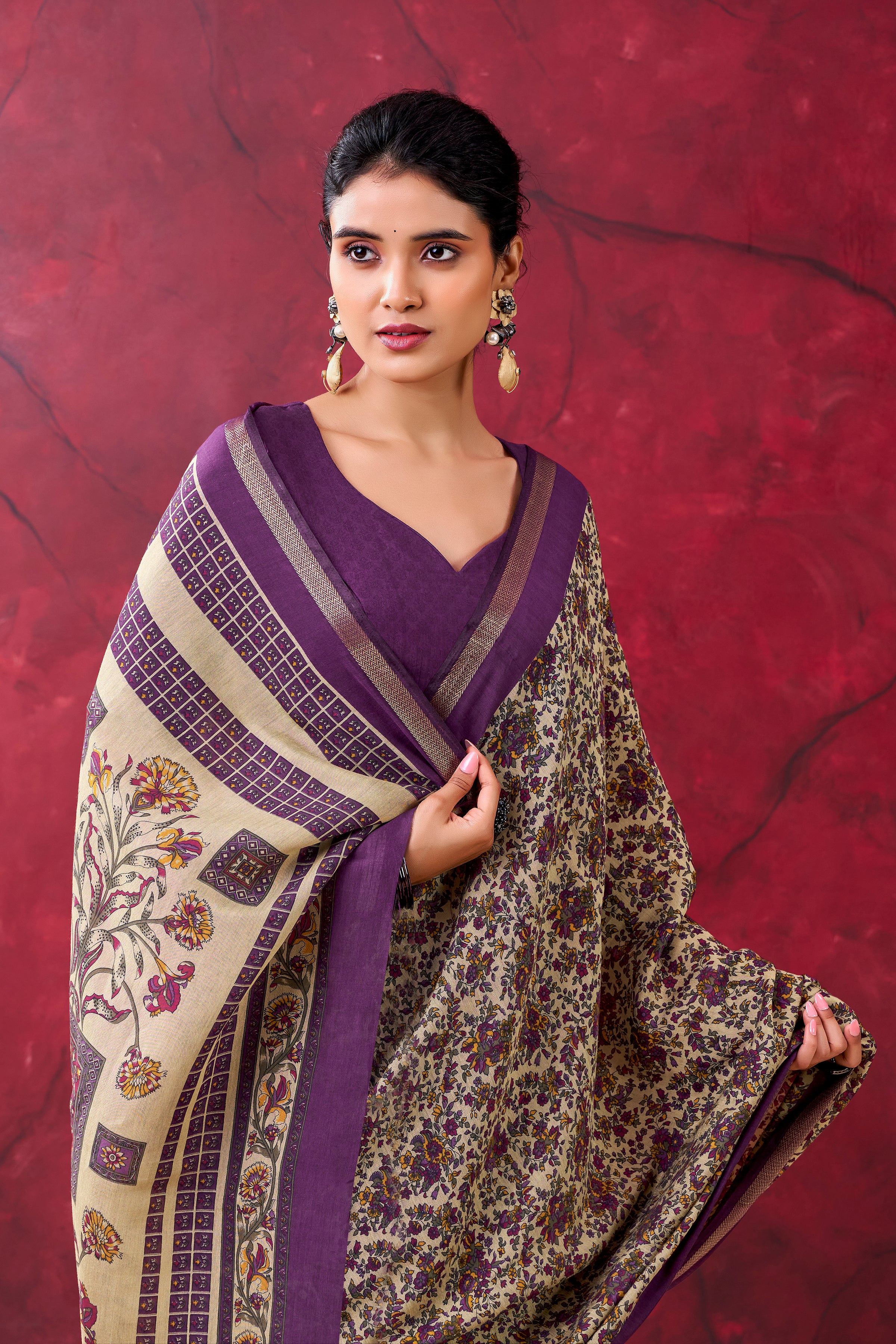 Chanderi Printed Zari Weaving Saree