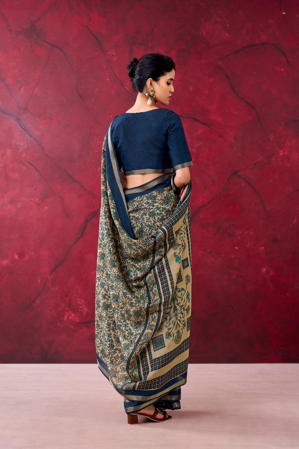 Chanderi Printed Zari Weaving Saree