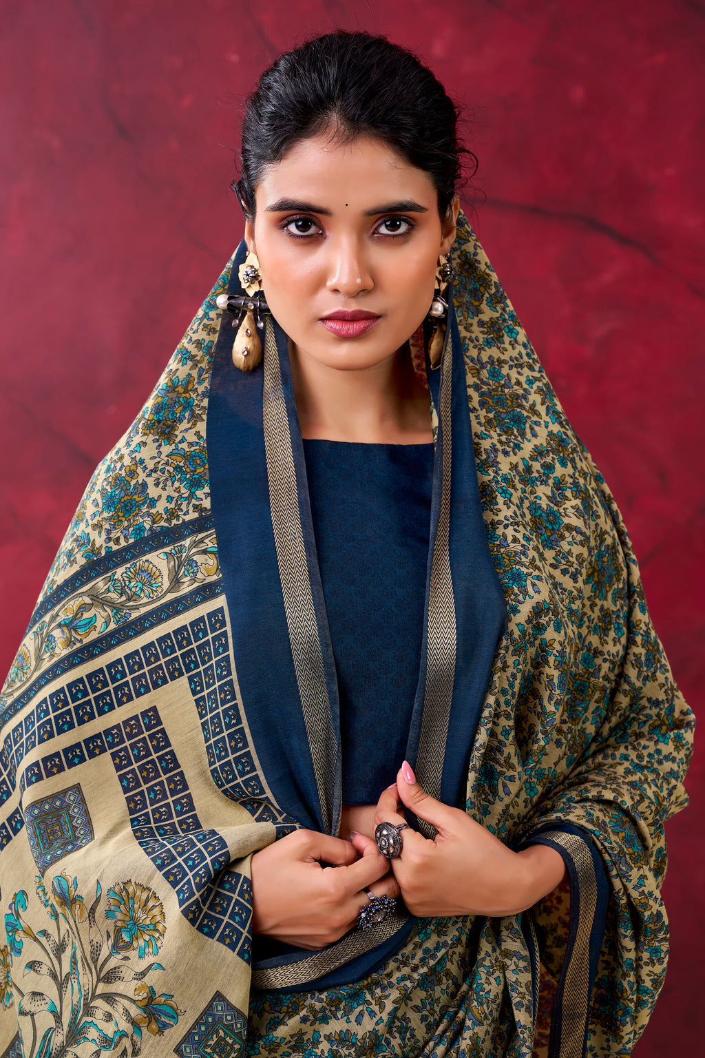 Chanderi Printed Zari Weaving Saree