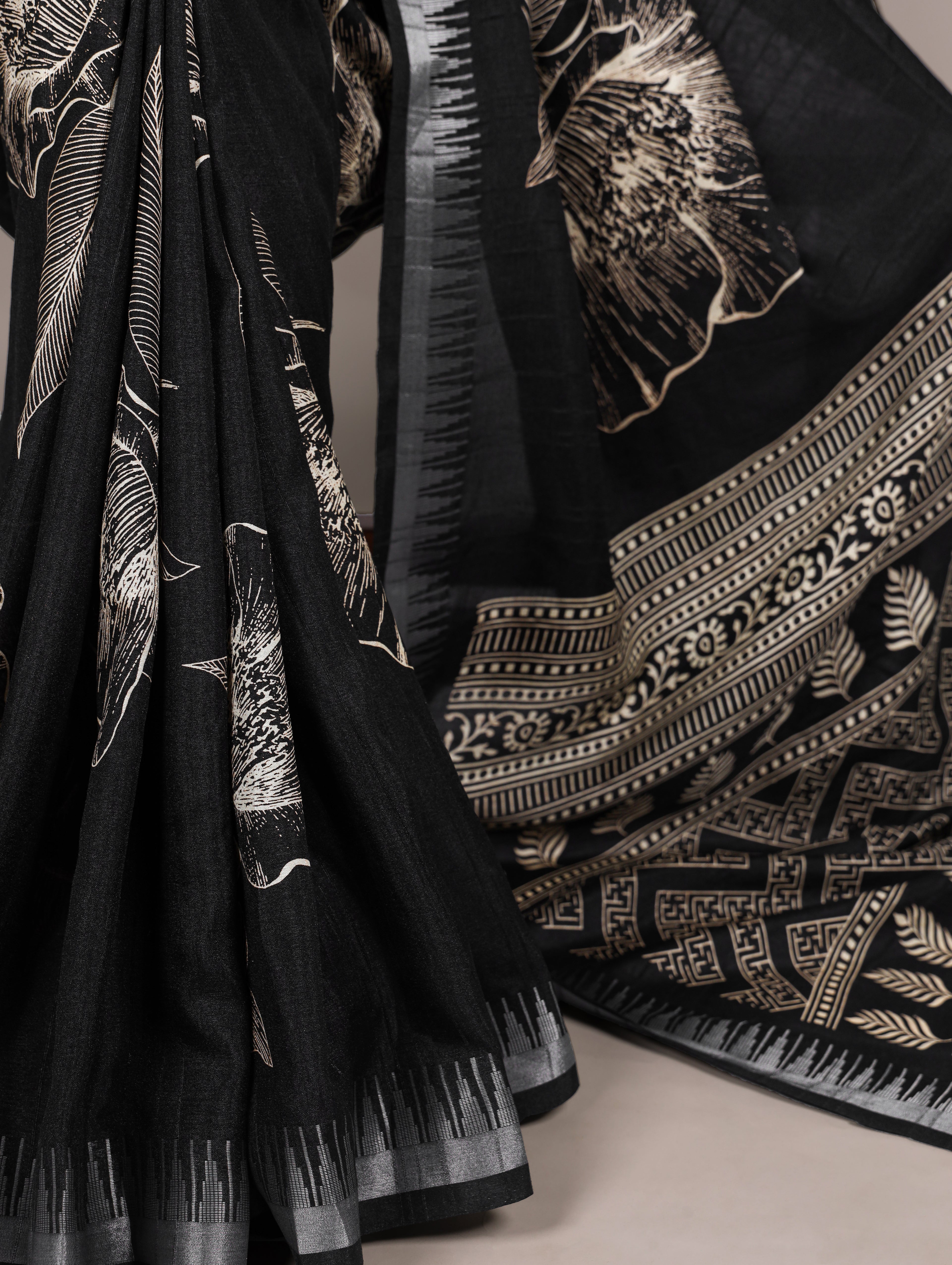 Slub Silk Floral Printed Saree