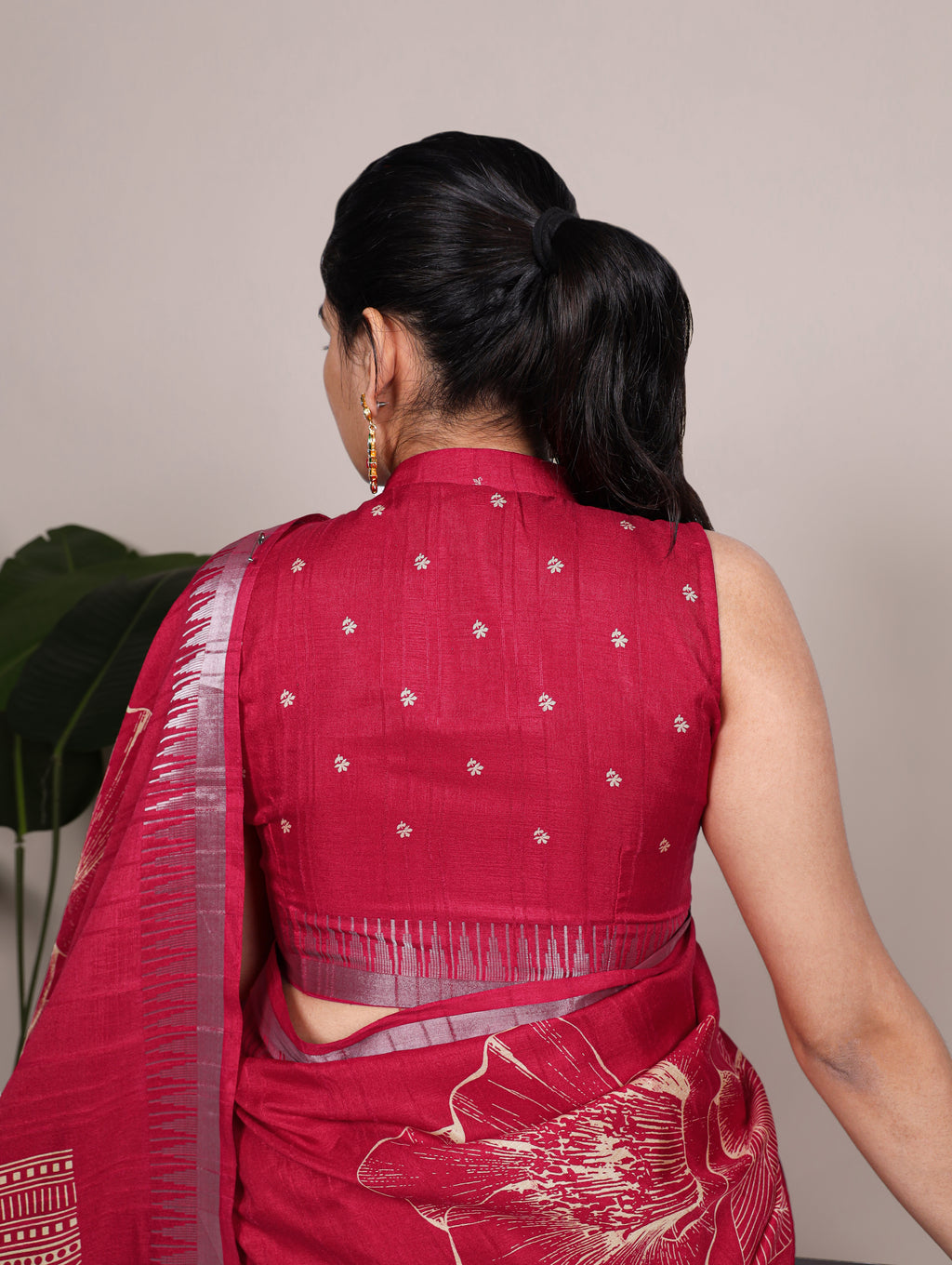 Slub Silk Floral Printed Saree