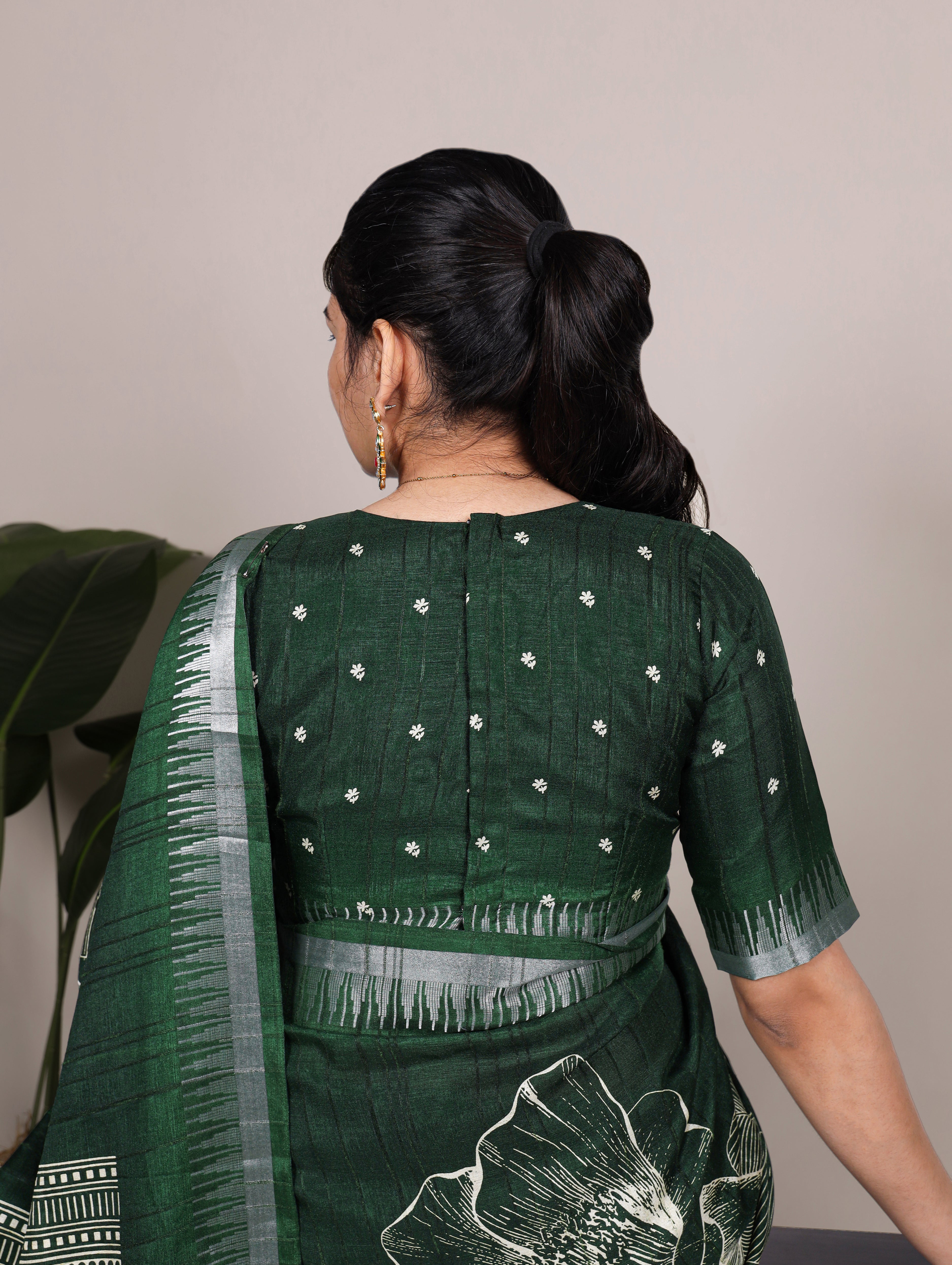 Slub Silk Floral Printed Saree