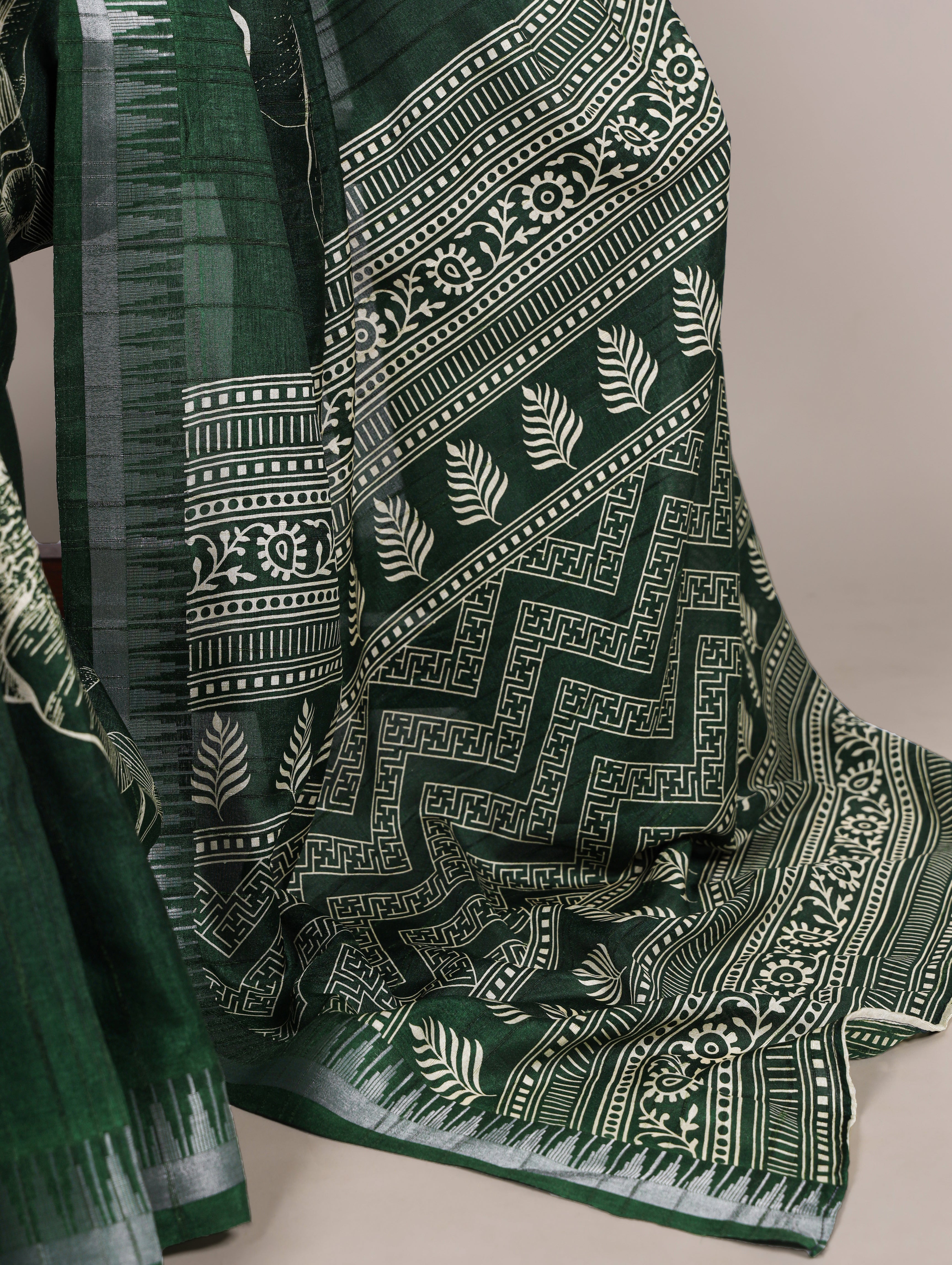 Slub Silk Floral Printed Saree