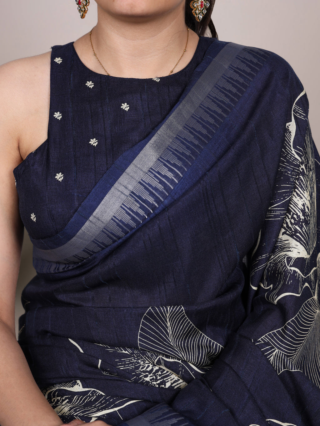 Slub Silk Floral Printed Saree