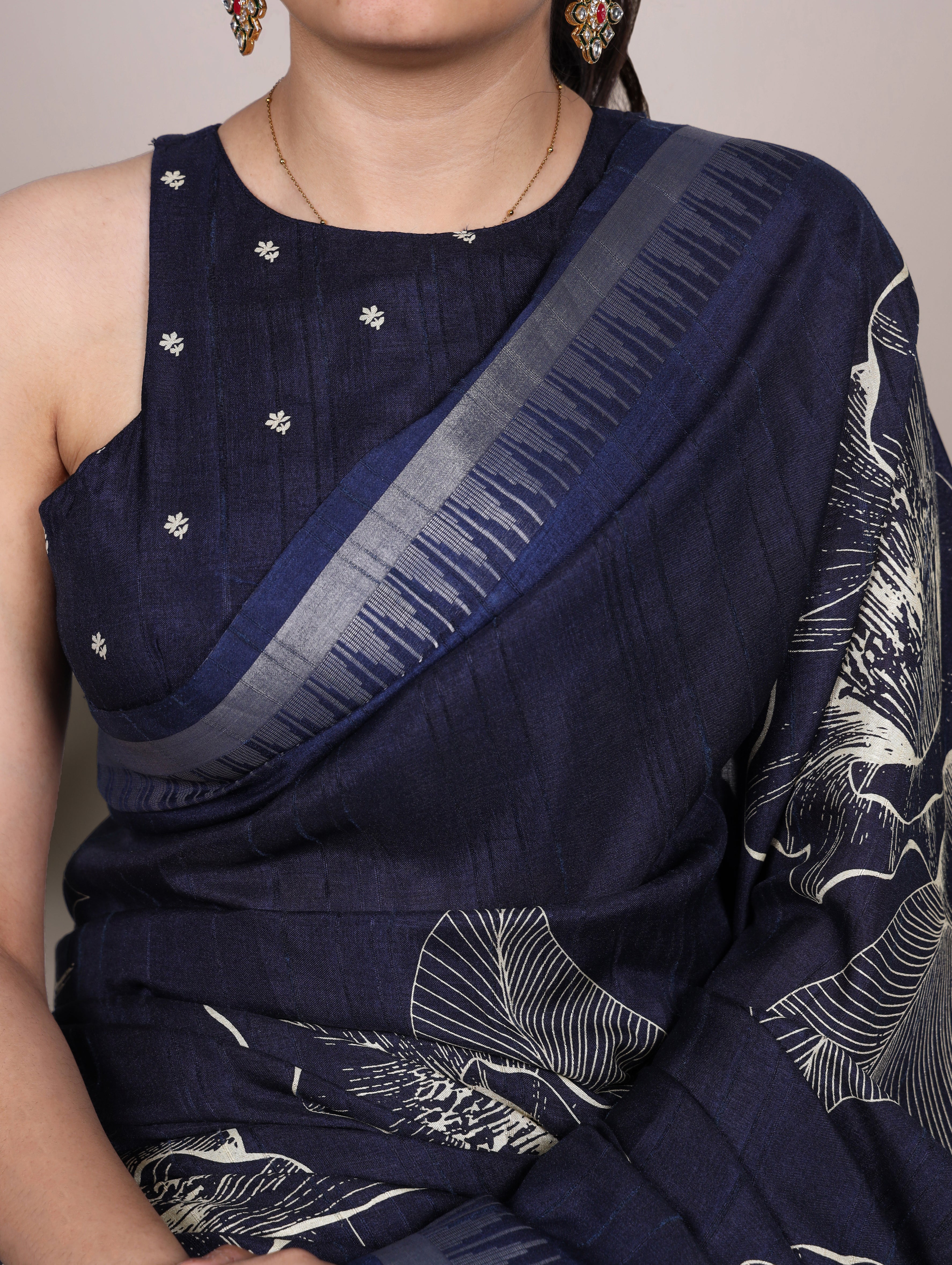 Slub Silk Floral Printed Saree